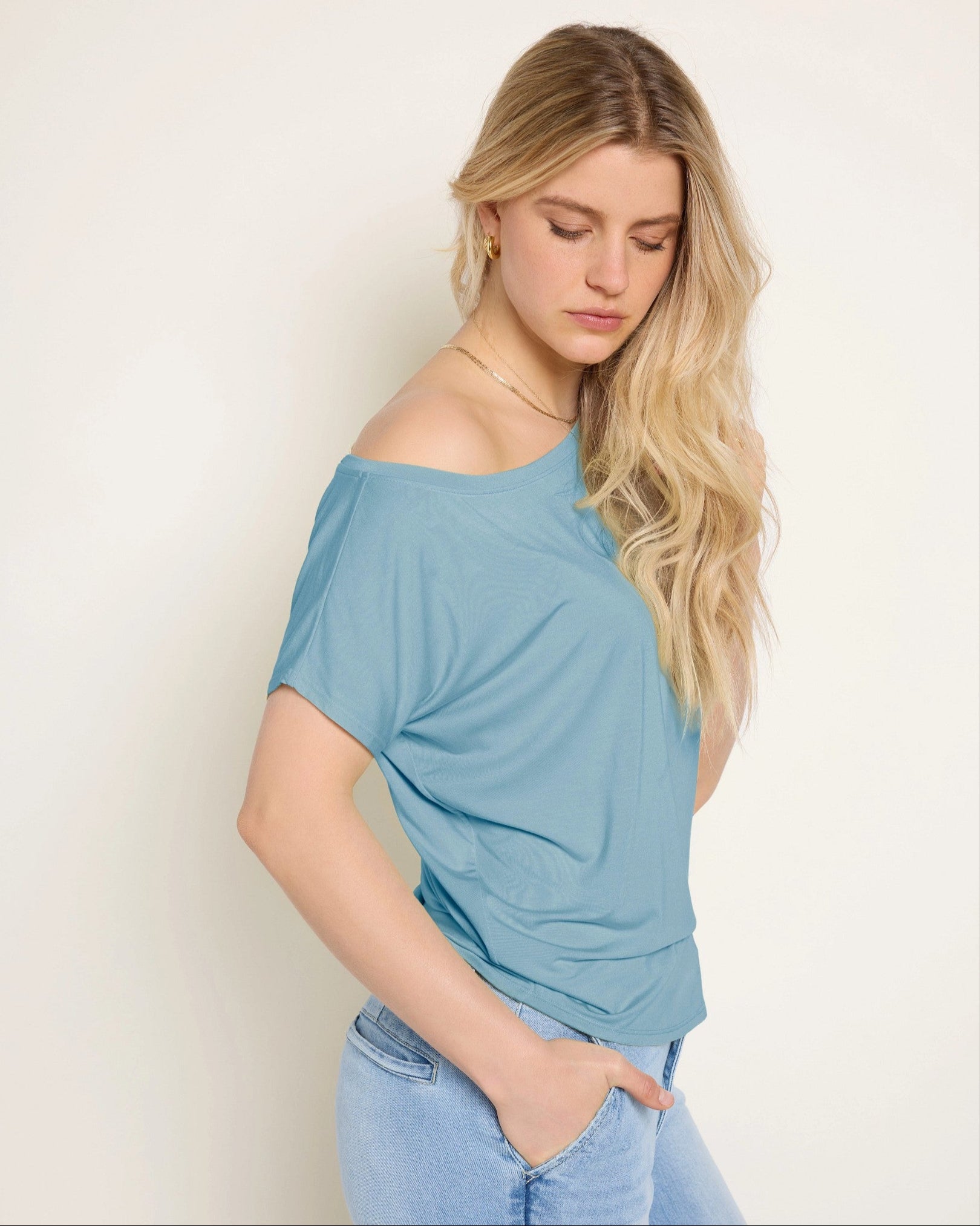 Wave $|& SEAS Edgewater Off The Shoulder Tee - SOF Full Front