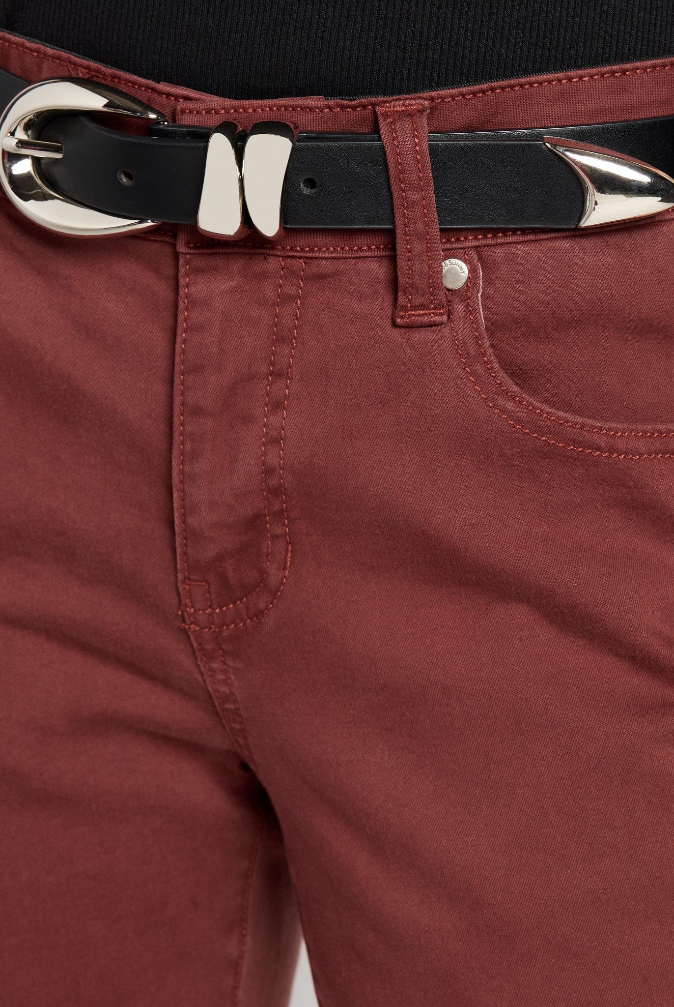 Mahogany $|& SEAS Cyndi Cuffed Ankle Skinny Jeans - SOF Full Front