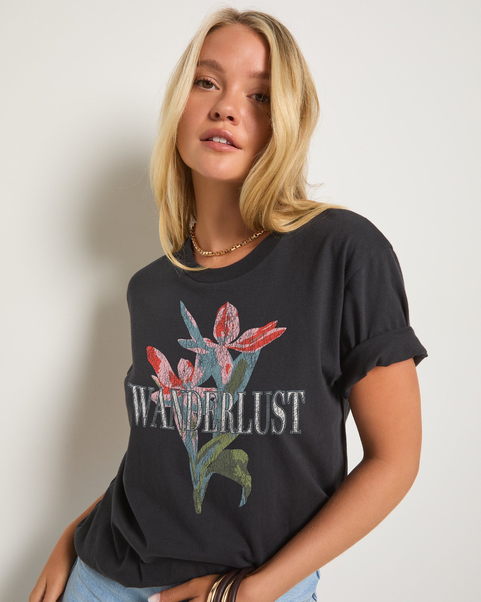 Faded Black $|& SEAS Wanderlust Tides Graphic Tee - SOF Front