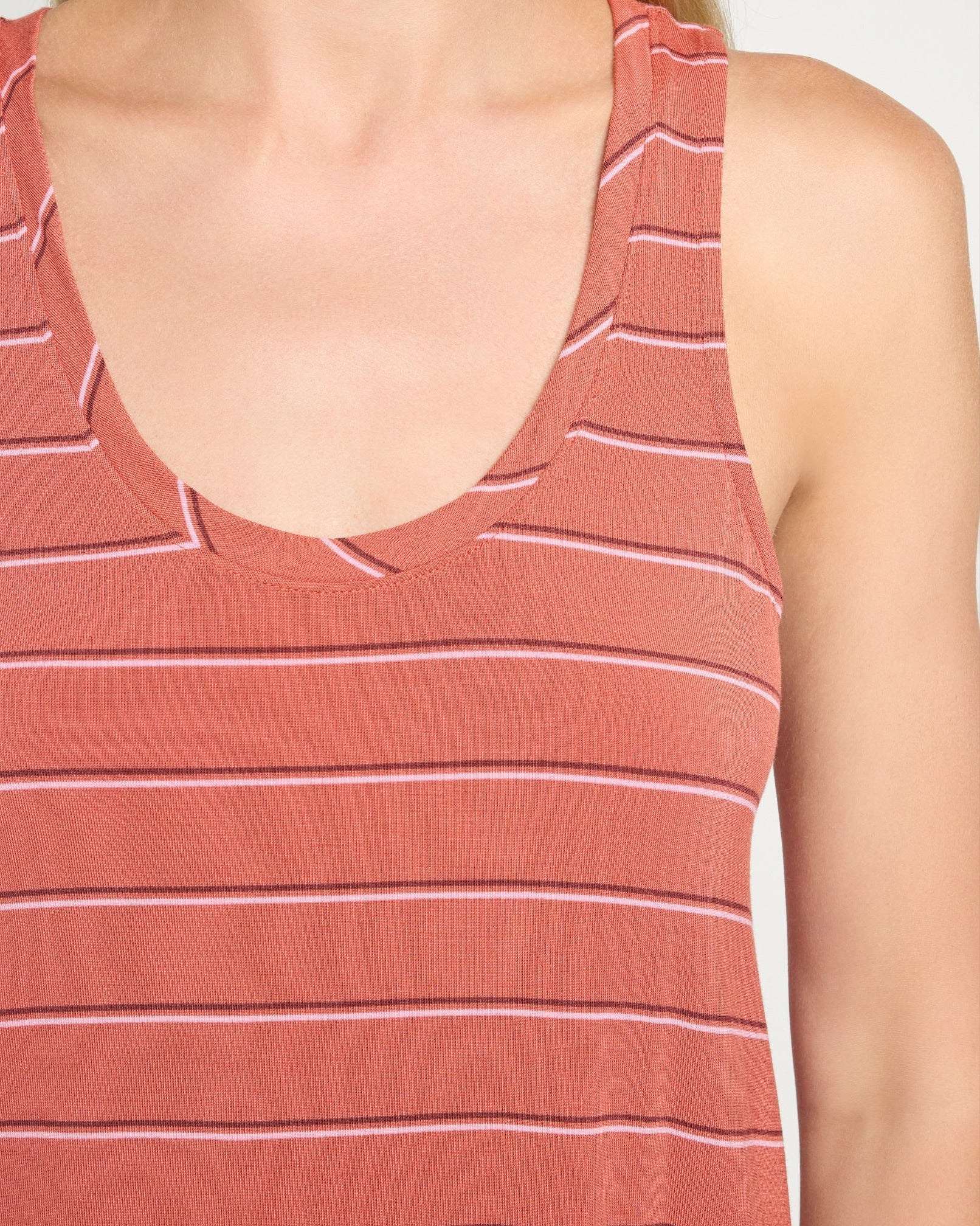 Burlwood Stripe $|& SEAS Surfside Stripe Scoop Tank - SOF Full Front