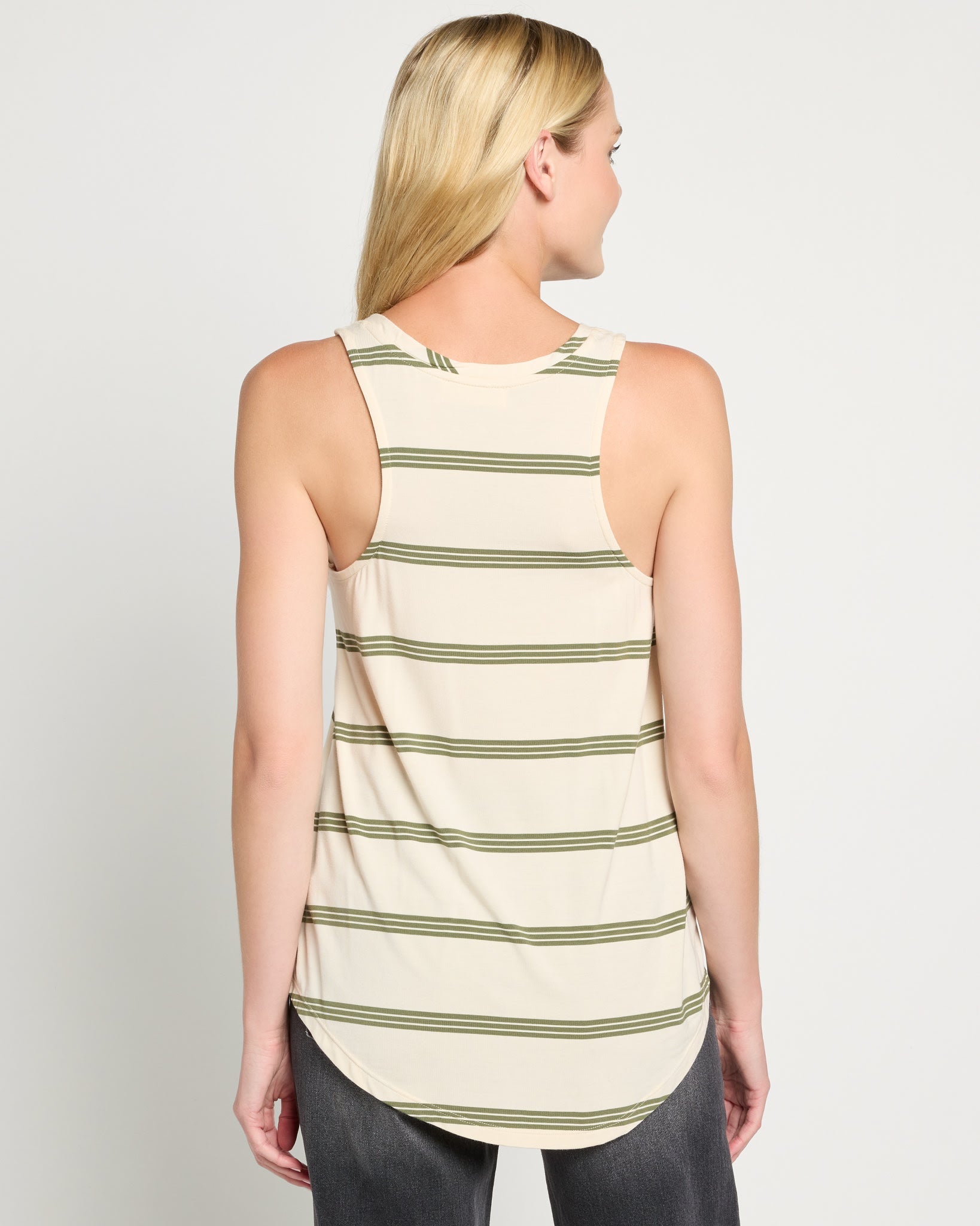 Cream Stripe $|& SEAS Surfside Stripe Scoop Tank - SOF Back