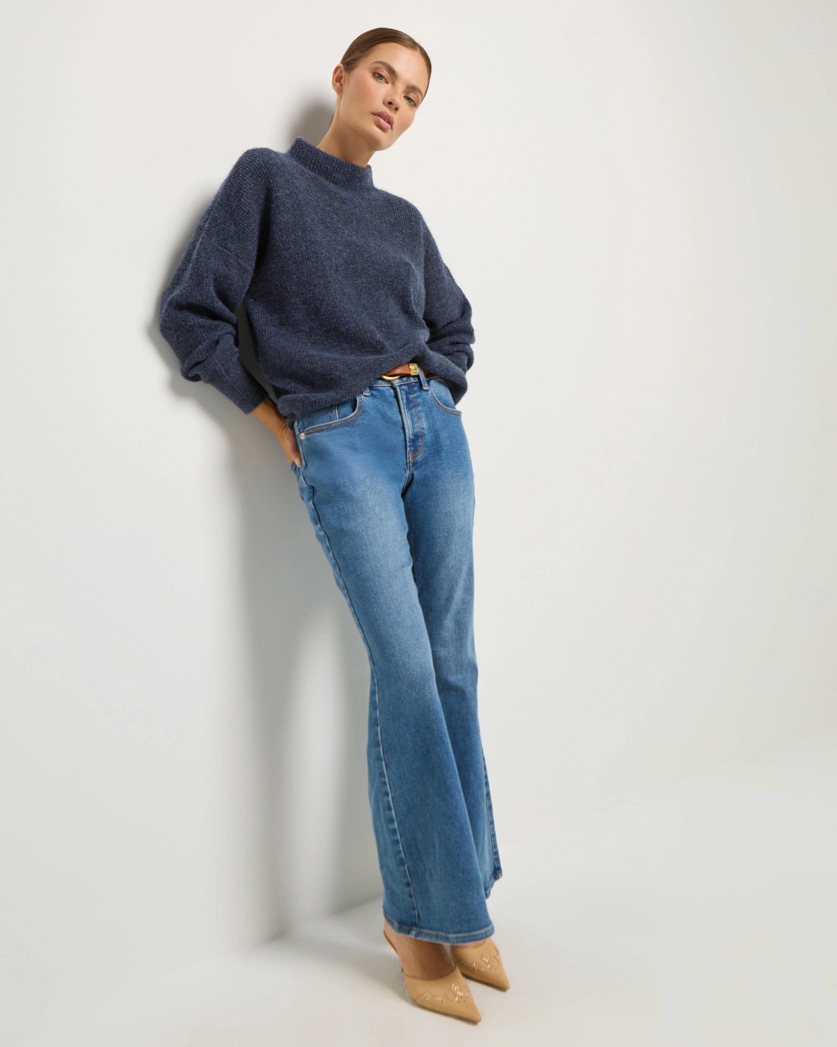 Indigo Haze $|& SEAS Desert Rose Funnel Neck Sweater - UGC On Fig