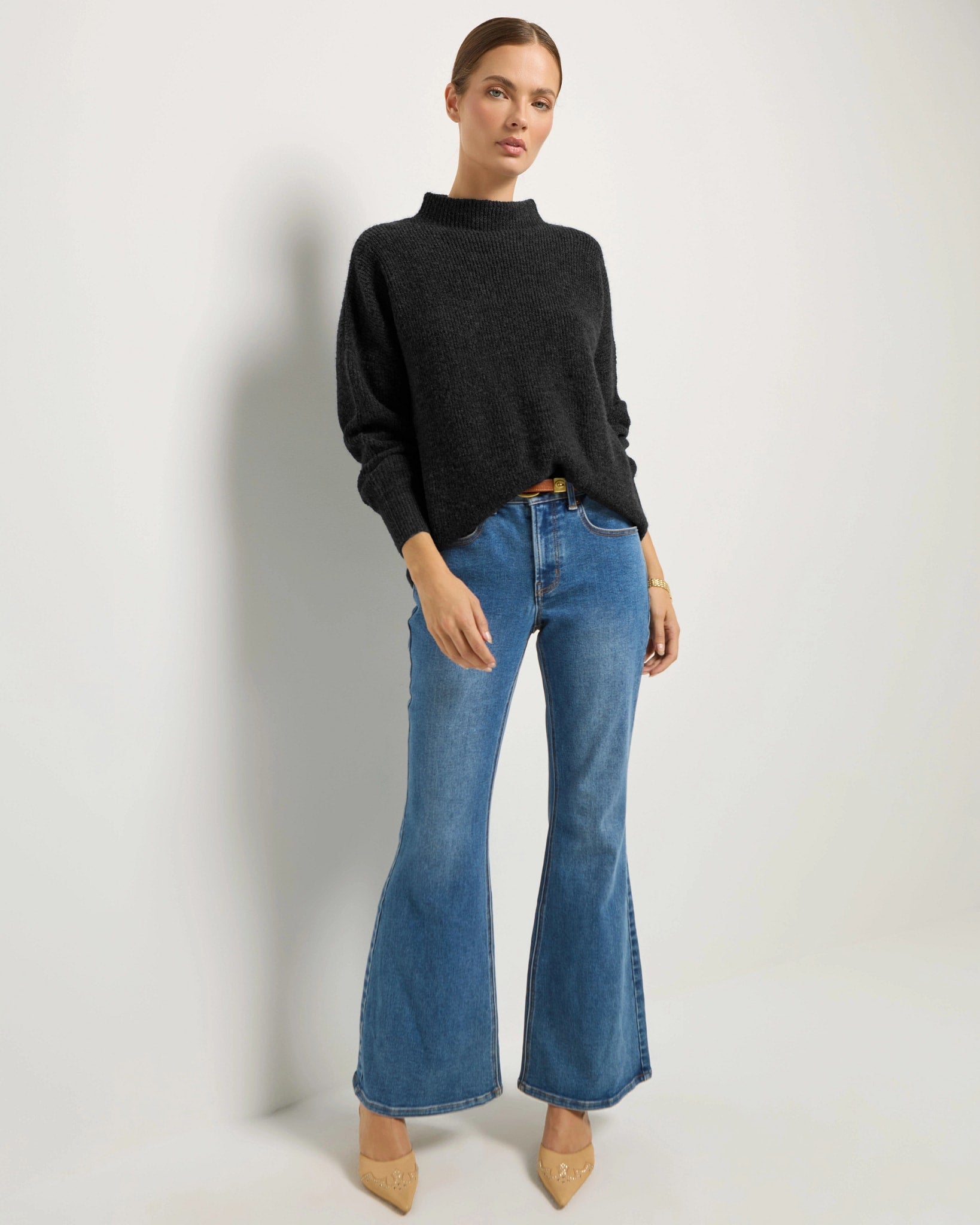 Black $|& SEAS Desert Rose Funnel Neck Sweater - UGC On Fig
