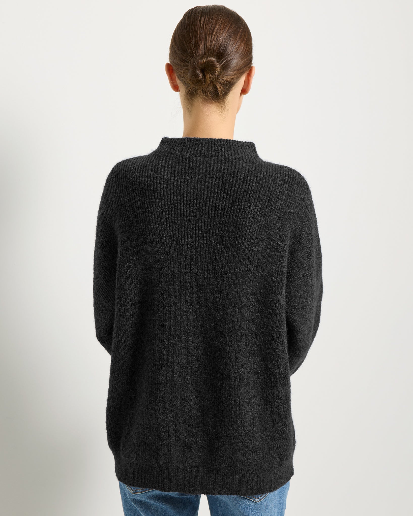 Black $|& SEAS Desert Rose Funnel Neck Sweater - SOF Back