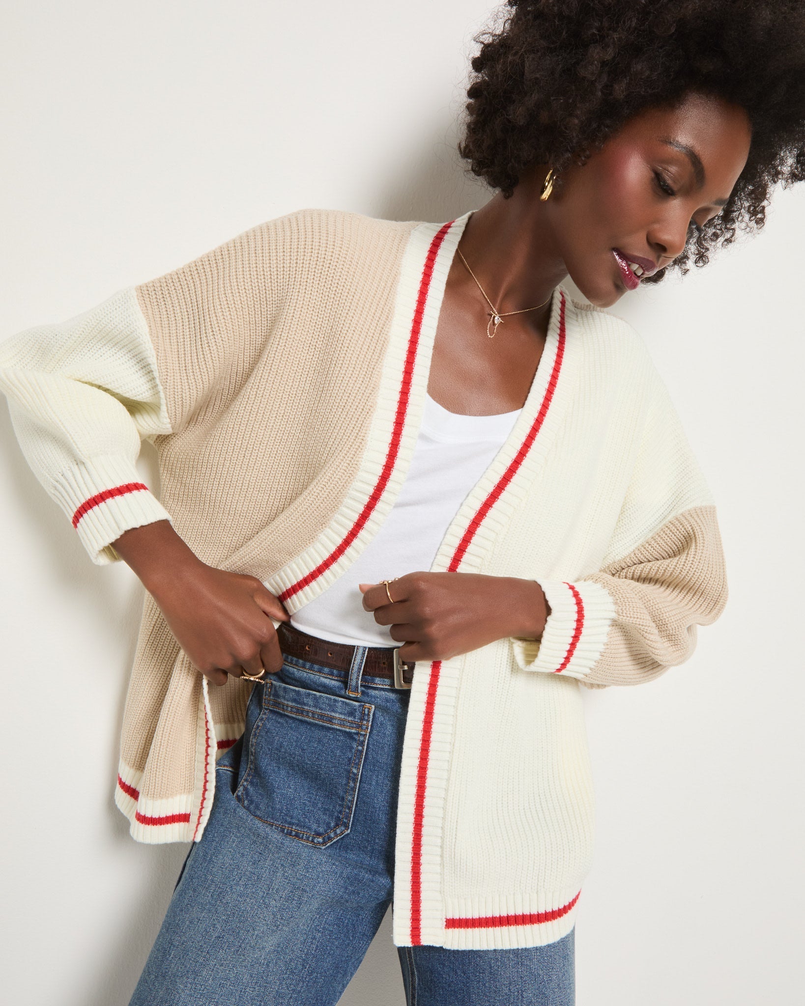 Birch $|& SEAS Solstice Sun Colorblocked Cardigan - VOF Front