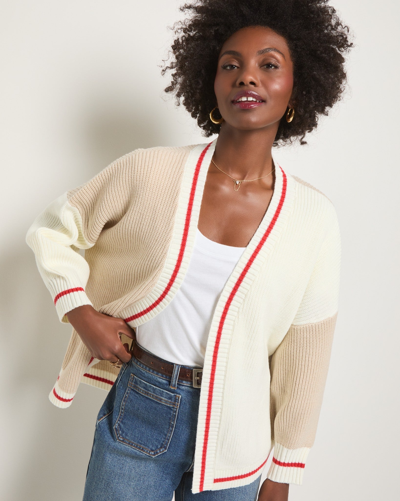 Birch $|& SEAS Solstice Sun Colorblocked Cardigan - SOF Full Front