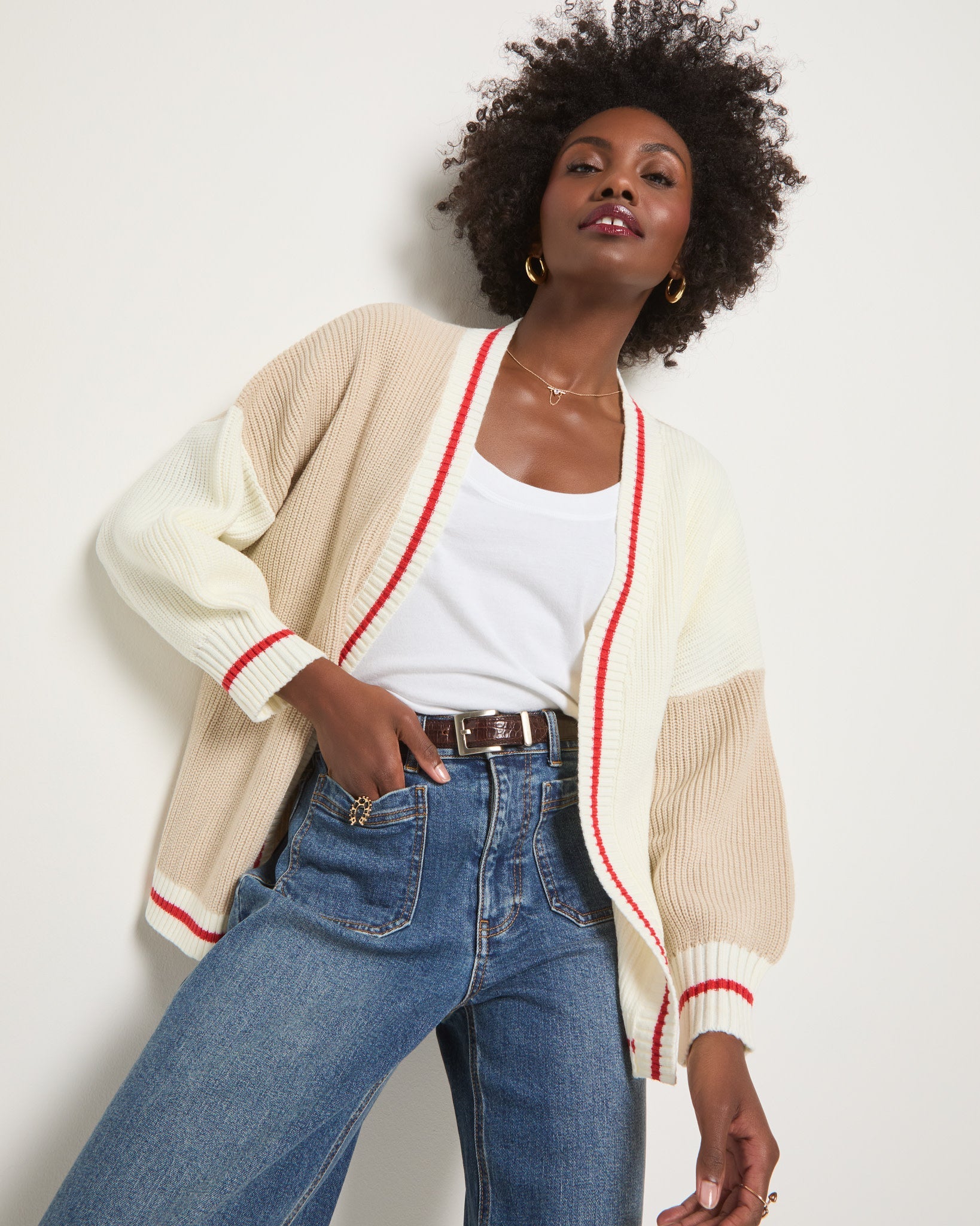 Birch $|& SEAS Solstice Sun Colorblocked Cardigan - SOF Front