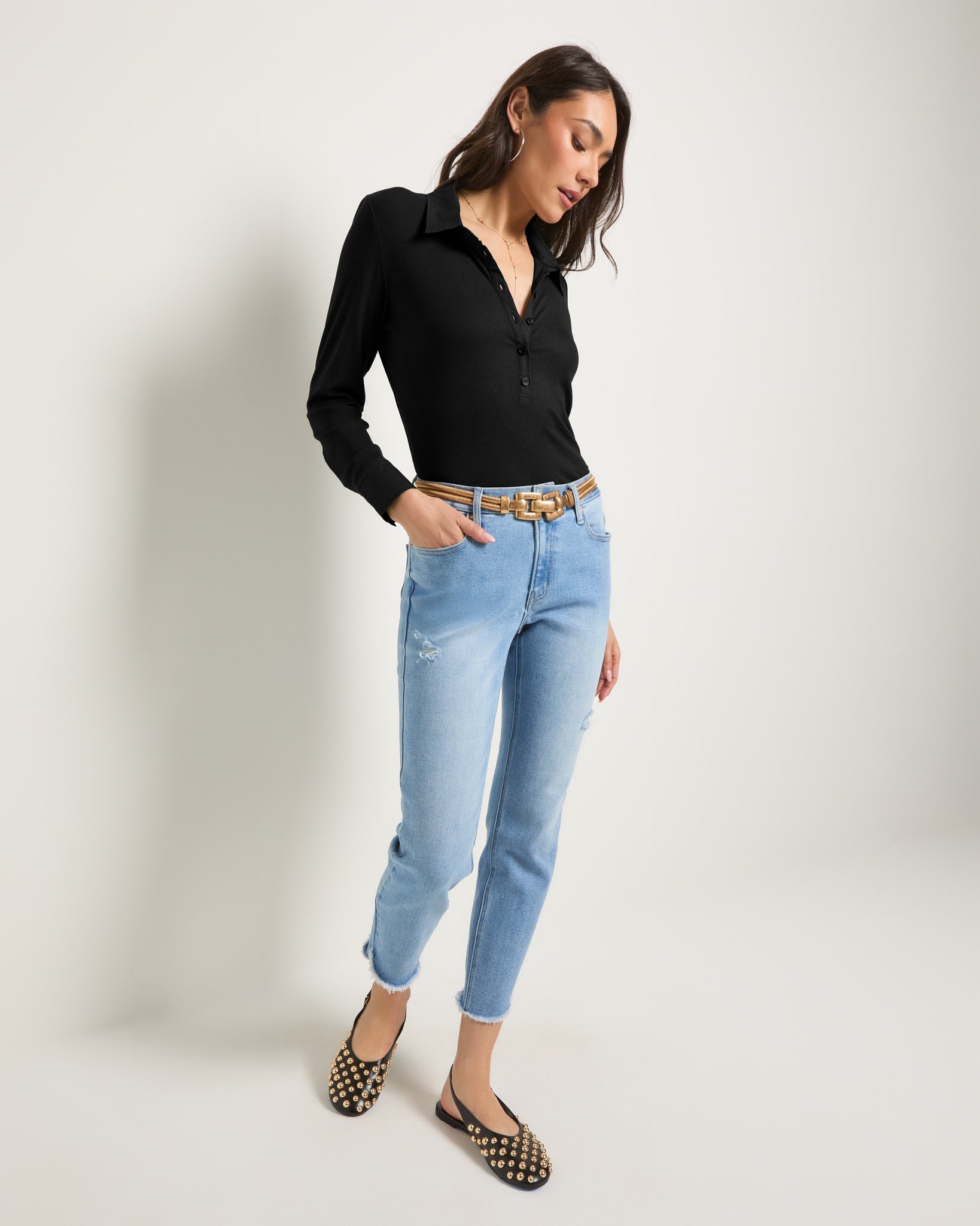 Black $|& SEAS Meadow Mixed Media Top - UGC On Fig