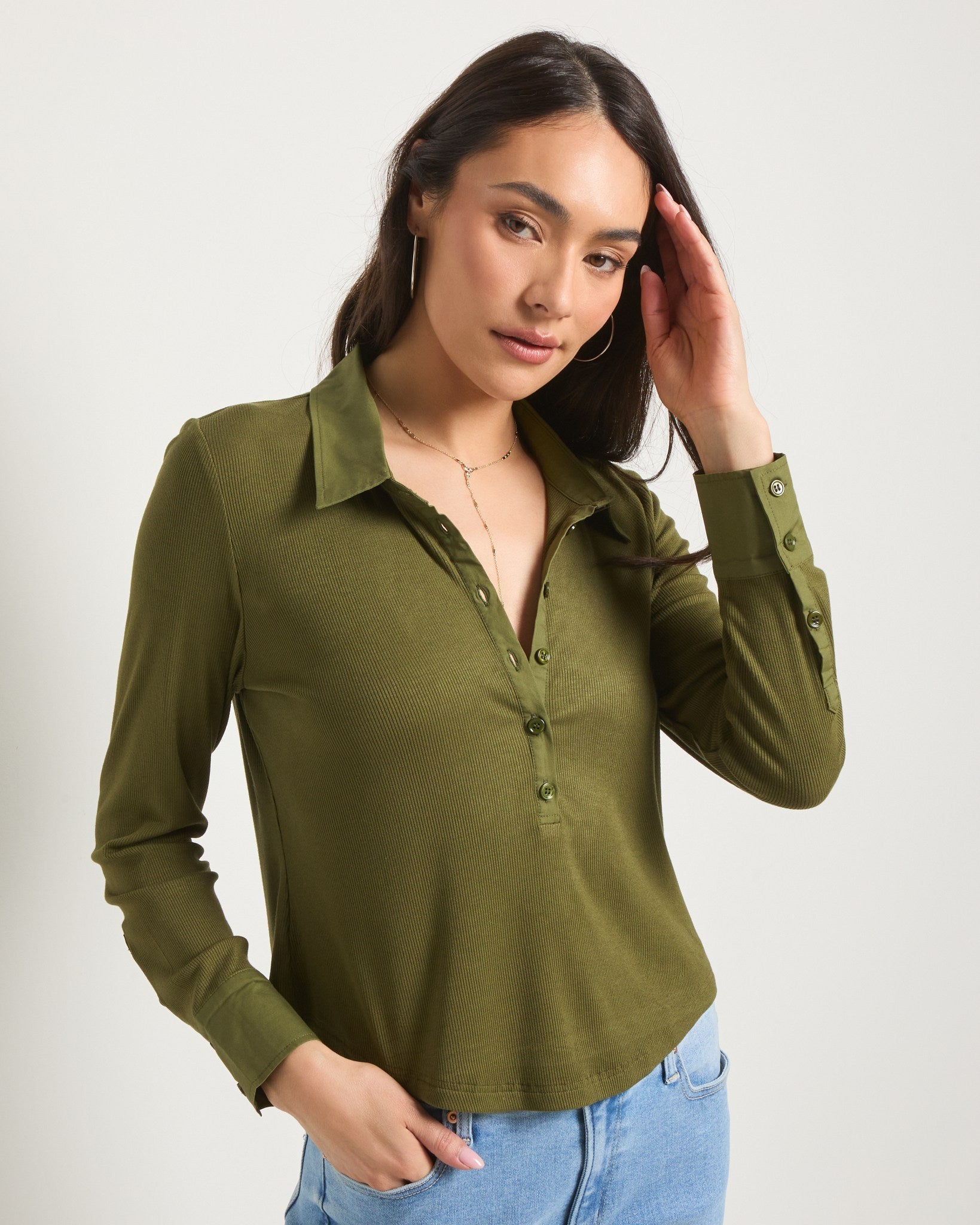 Olive Branch $|& SEAS Meadow Mixed Media Top - SOF Front