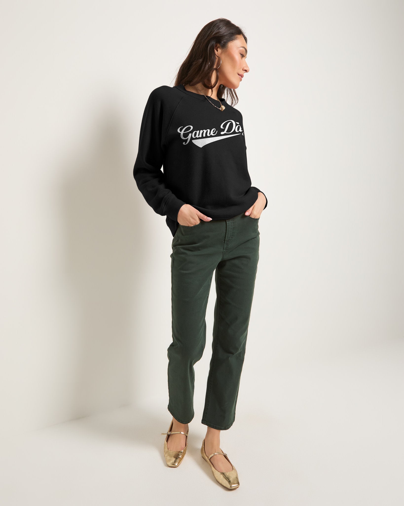 Black $|& SEAS Cliffside Game Day Raglan Sweatshirt - UGC On Fig