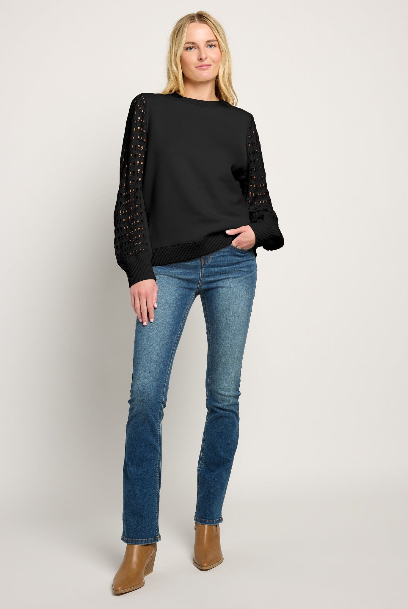 Black $|& SEAS Opulent Mixed Media Sweatshirt - UGC On Fig