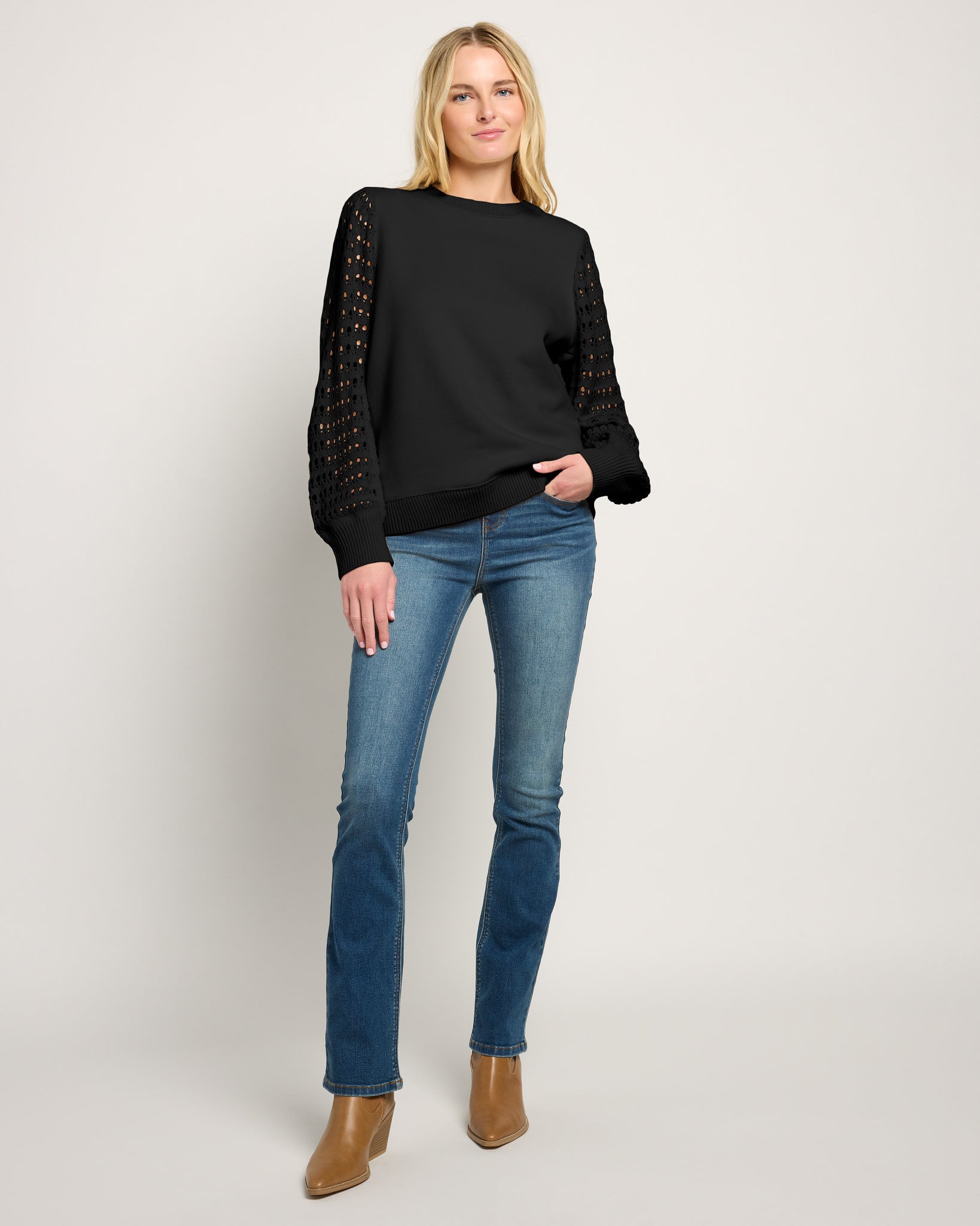 Black $|& SEAS Opulent Mixed Media Sweatshirt - UGC On Fig