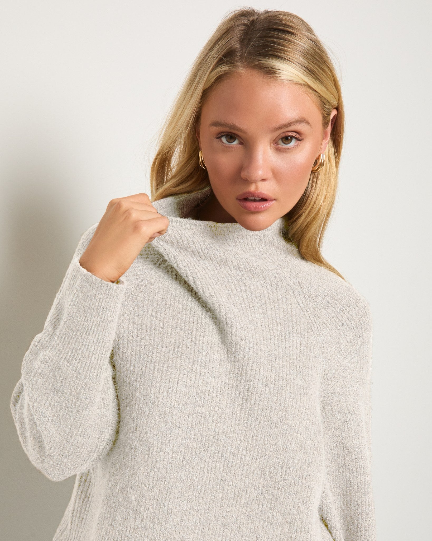 Cream Marled $|& SEAS Driftwood Sweater - SOF Full Front