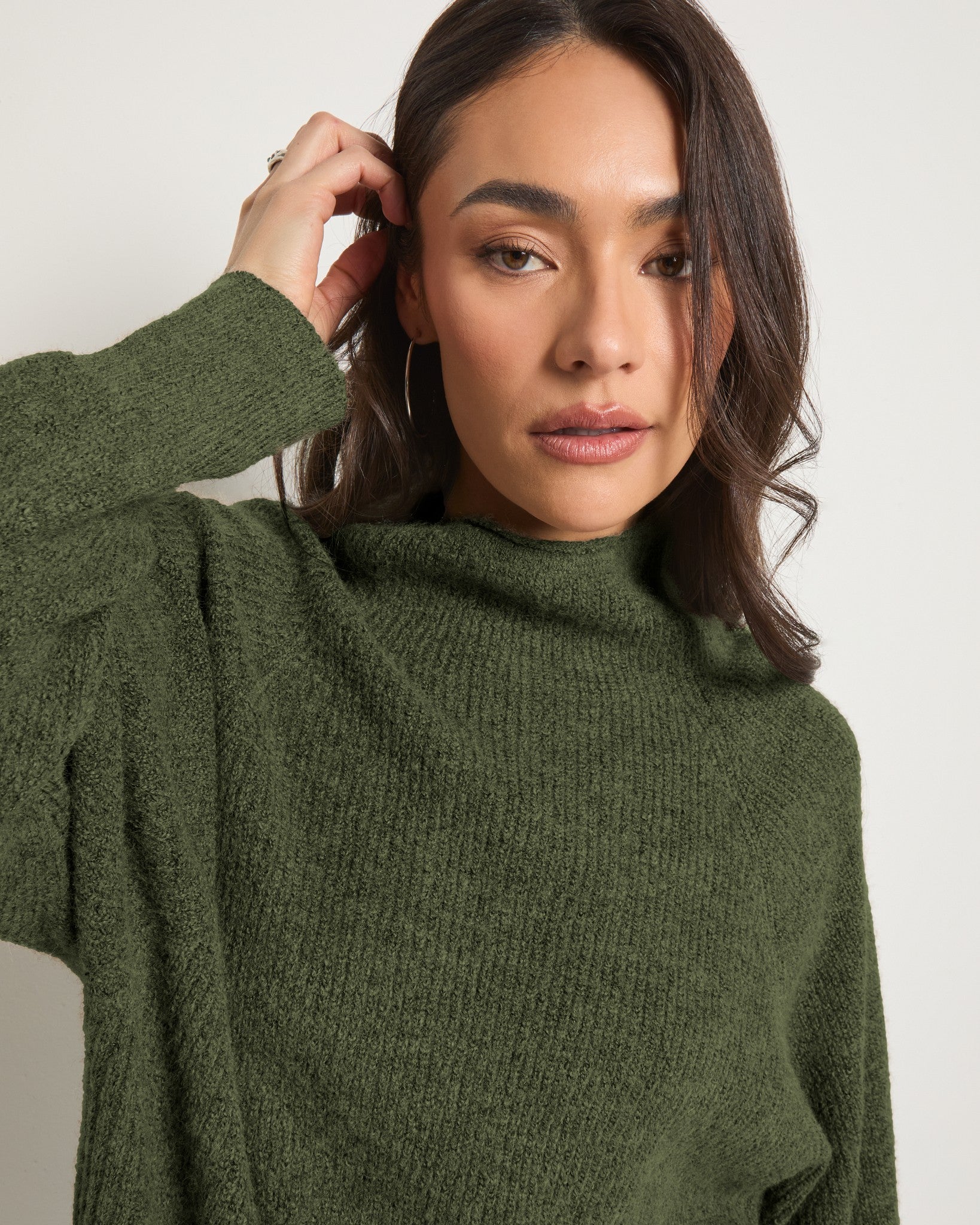 Olive Marled $|& SEAS Driftwood Sweater - SOF Full Front