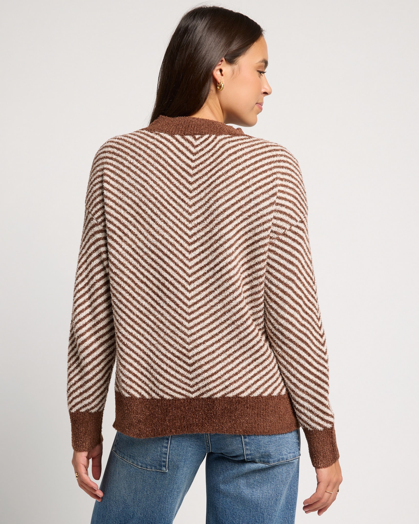 Mahogany $|& SEAS Harvest Moon Chevron Stripe Sweater - SOF Back