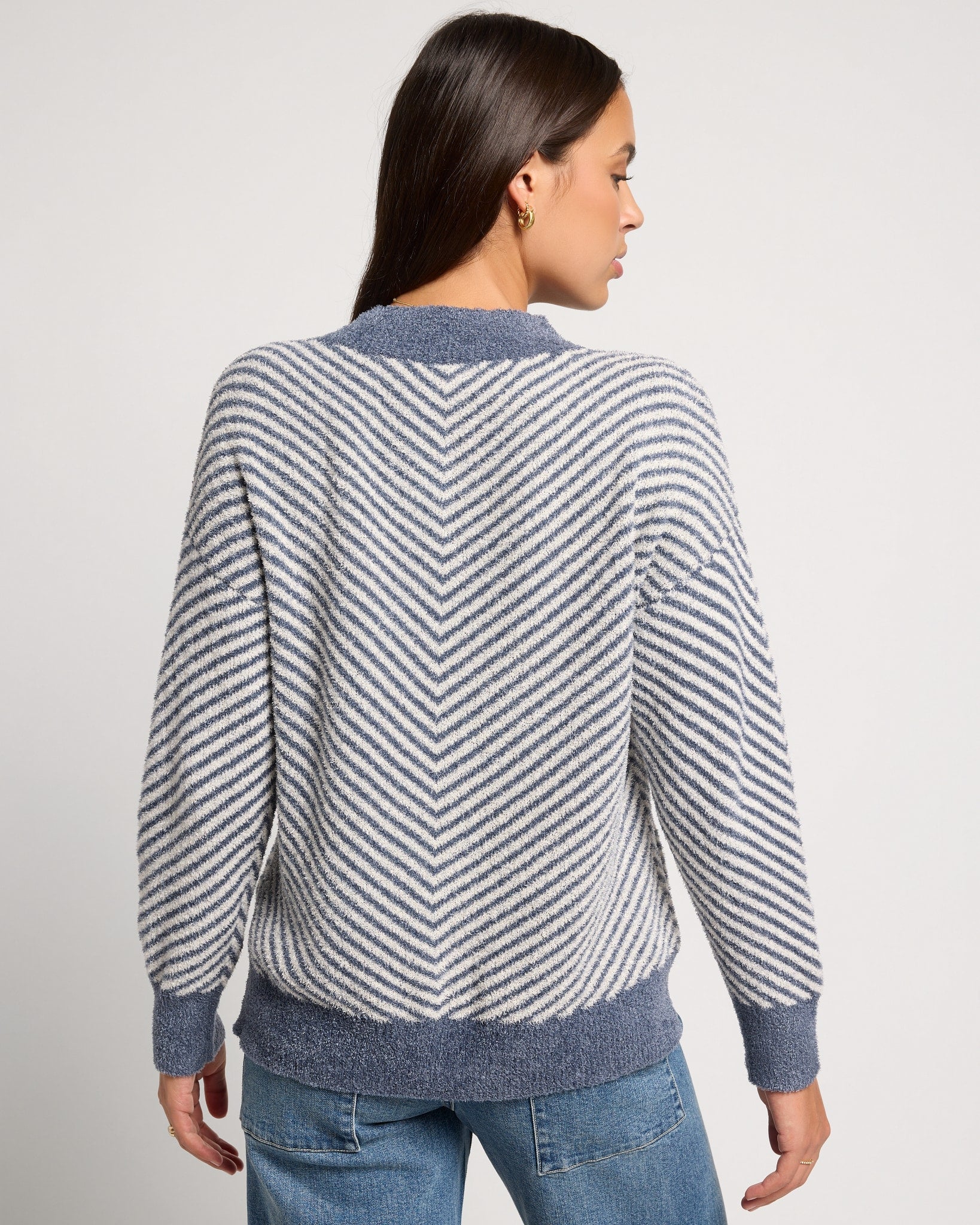 Dark Country Blue $|& SEAS Harvest Moon Chevron Stripe Sweater - SOF Back