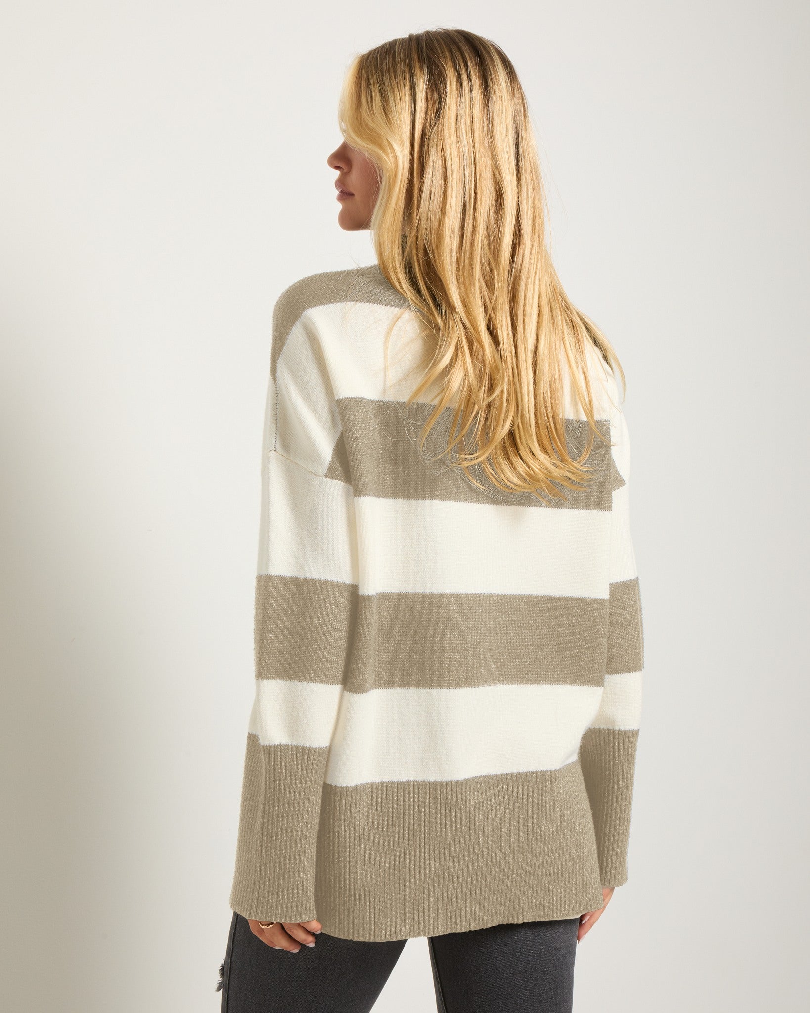 Birch $|& SEAS Port Mock Neck Striped Sweater - SOF Back