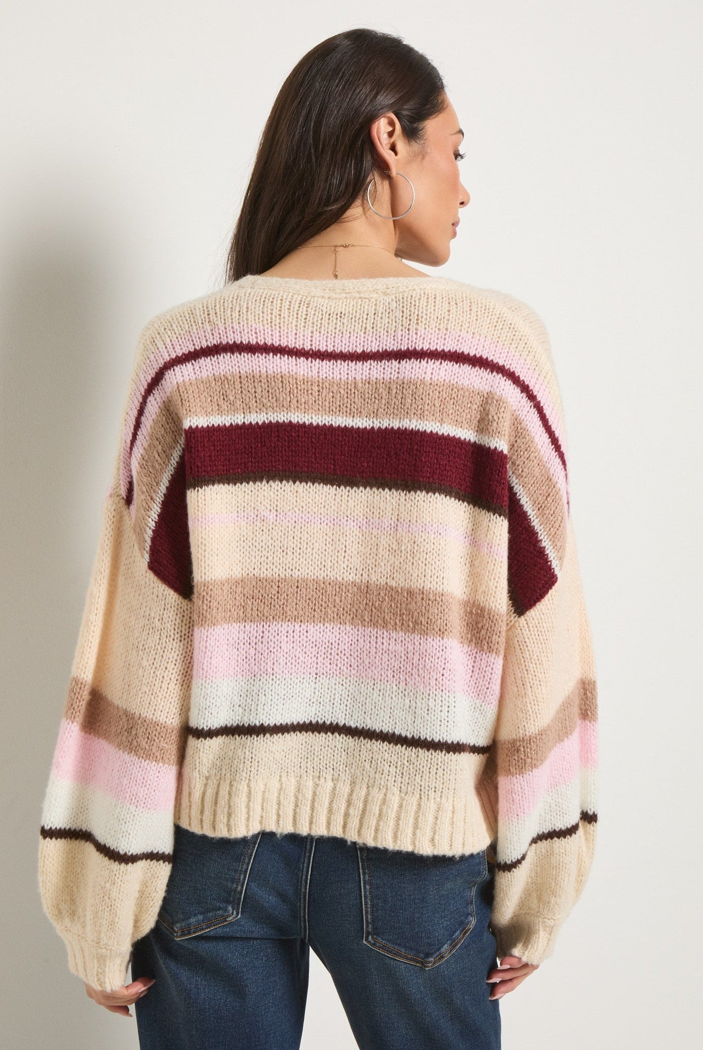 Birch Stripe $|& SEAS June Striped Cardigan - SOF Side