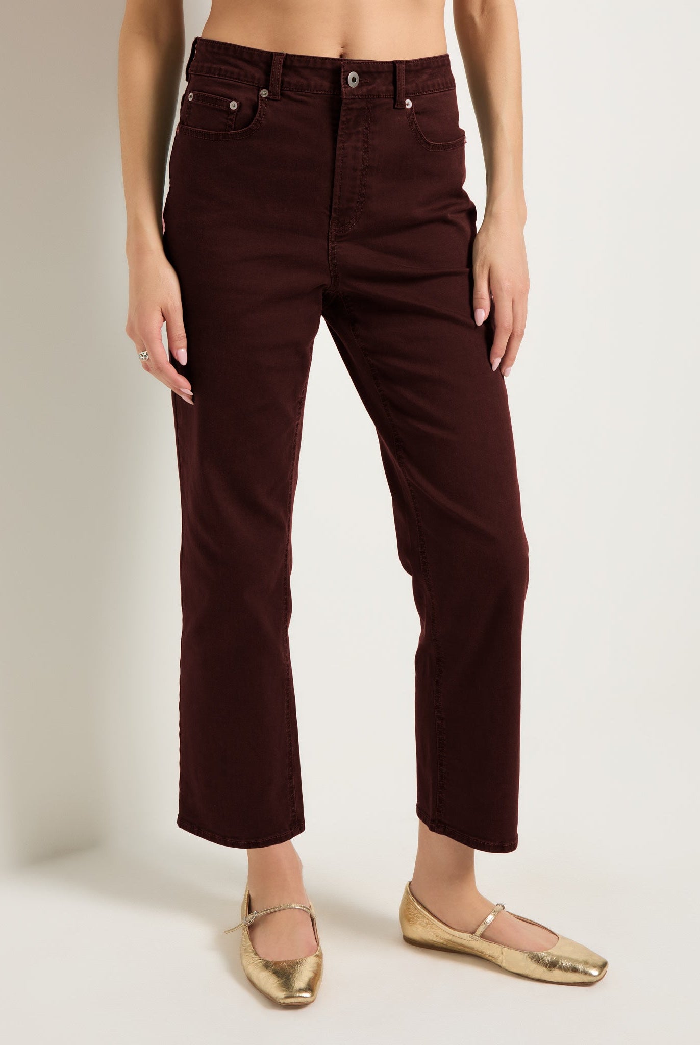 Mahogany $|& SEAS Bray Straight Leg Twill Pant - SOF Front