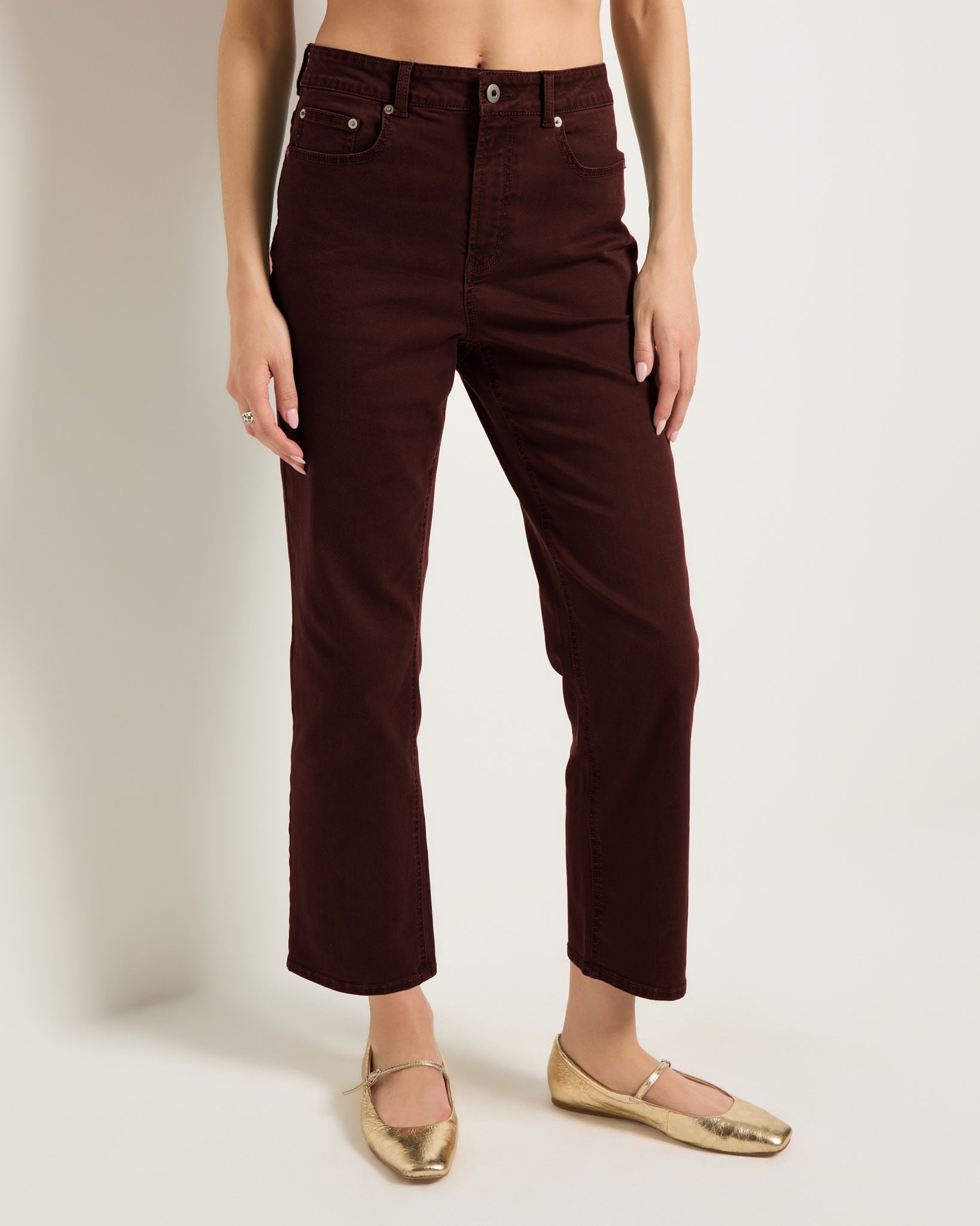 Mahogany $|& SEAS Bray Straight Leg Twill Pant - SOF Front