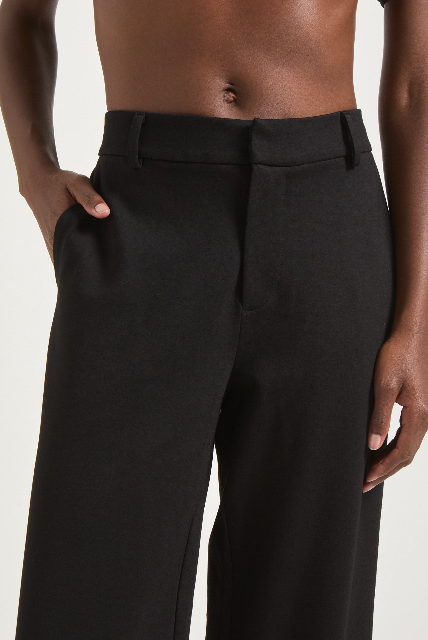 Black $|& SEAS Eventide Ponte Trouser - SOF Full Front