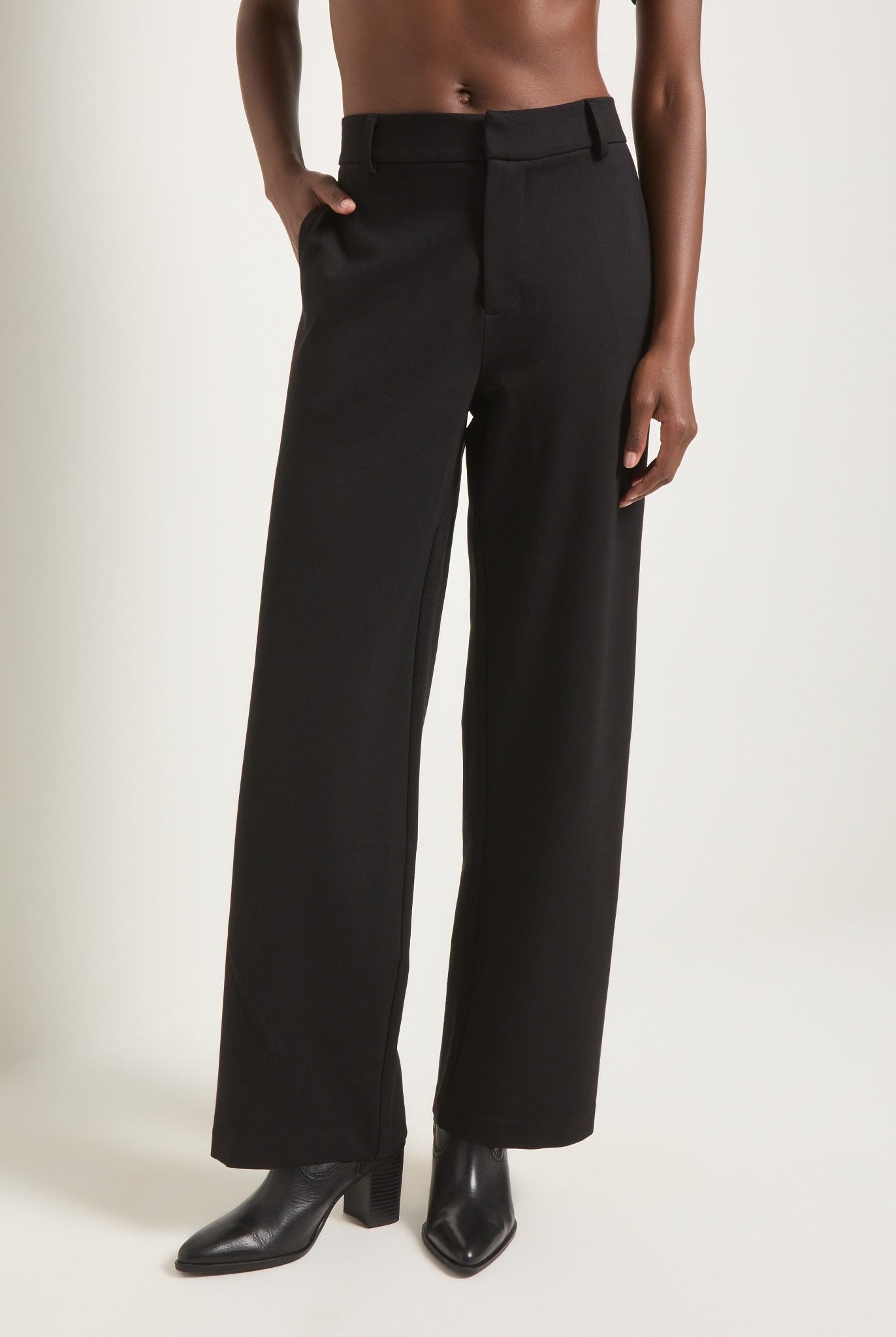 Black $|& SEAS Eventide Ponte Trouser - SOF Front