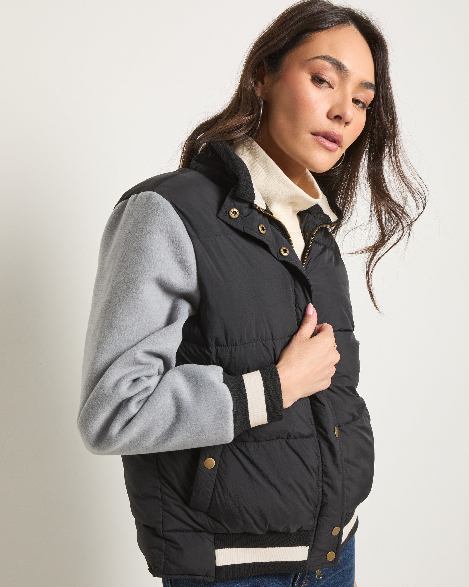 Black $|& SEAS Woodland Puffer Jacket - SOF Full Front