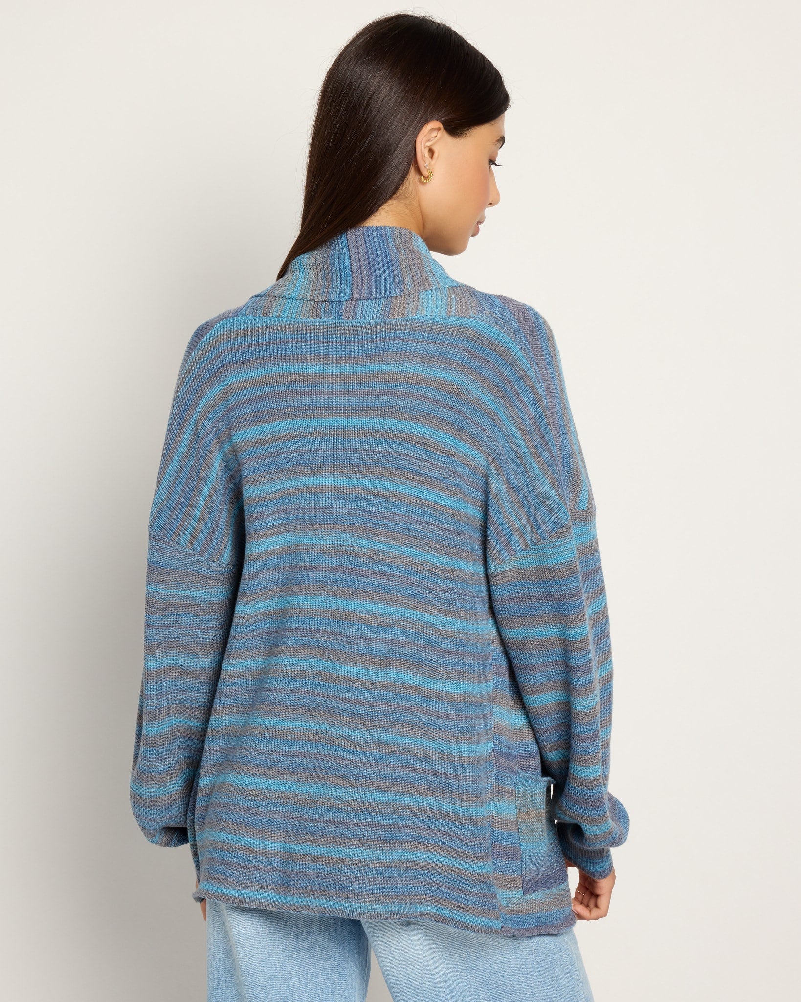 Deep Sea $|& SEAS Sapphire Spacedye Cardigan - SOF Back