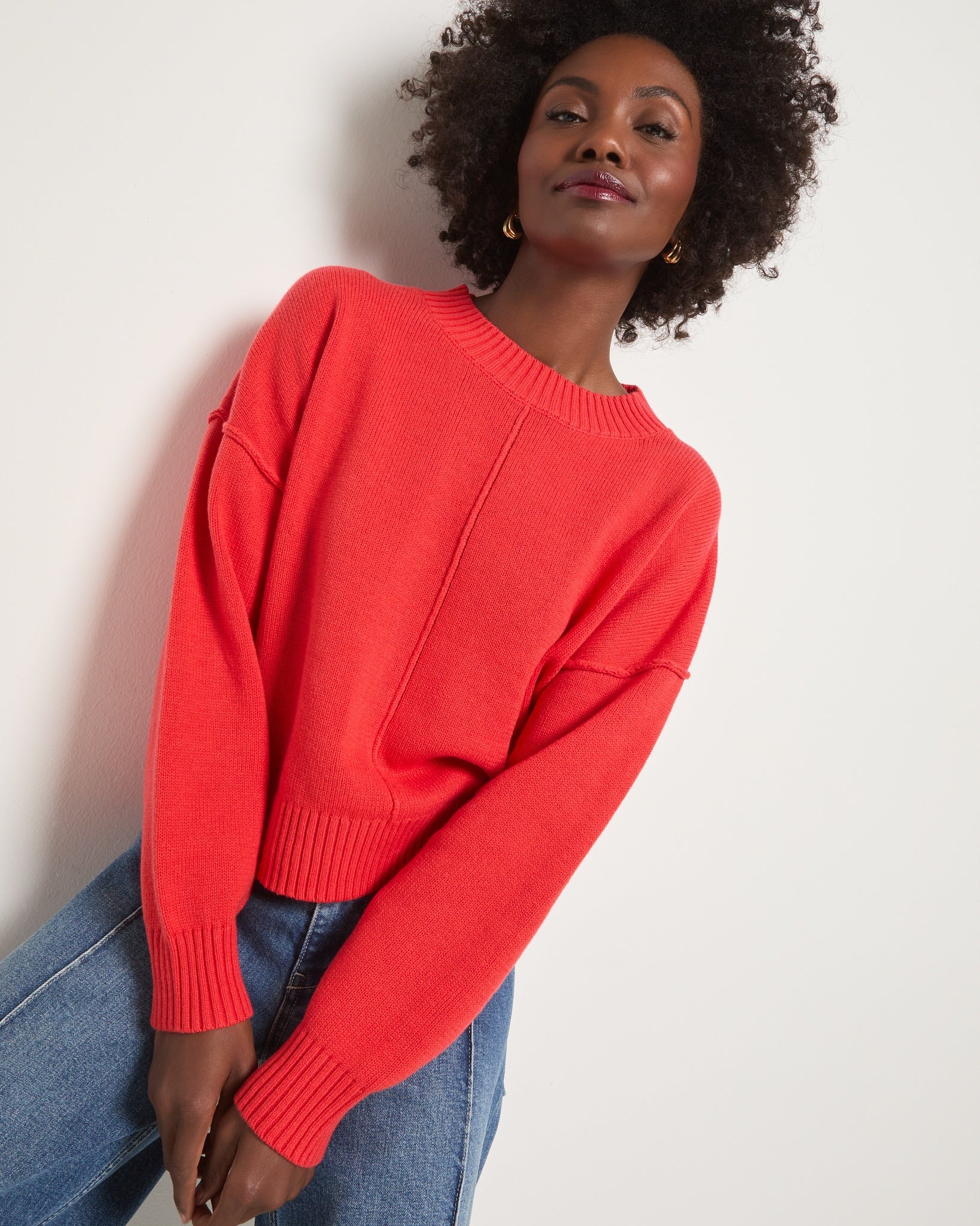 Pomegranate $|& SEAS Melody Reverse Seam Sweater - SOF Full Front