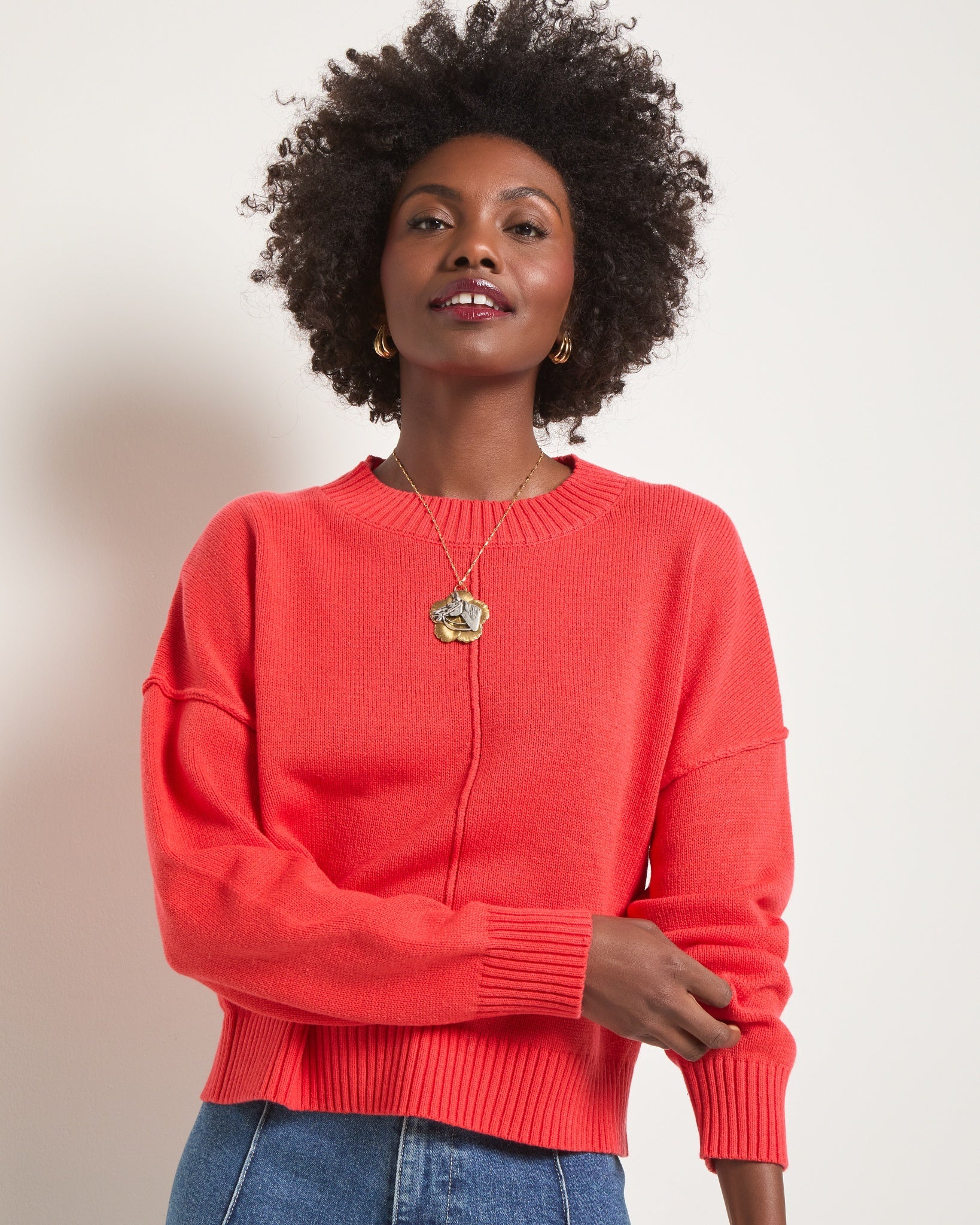 Pomegranate $|& SEAS Melody Reverse Seam Sweater - SOF Front