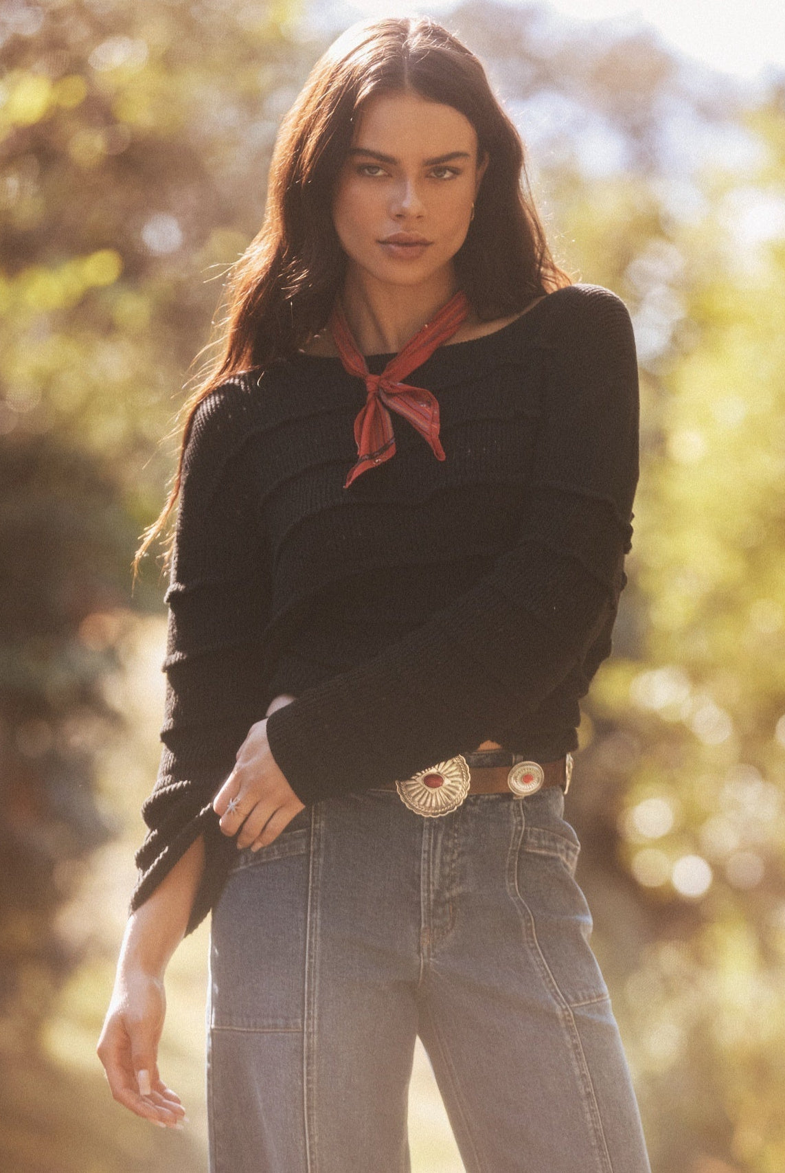 Black $|& SEAS Shayna Ruffle Sweater - SOF Side