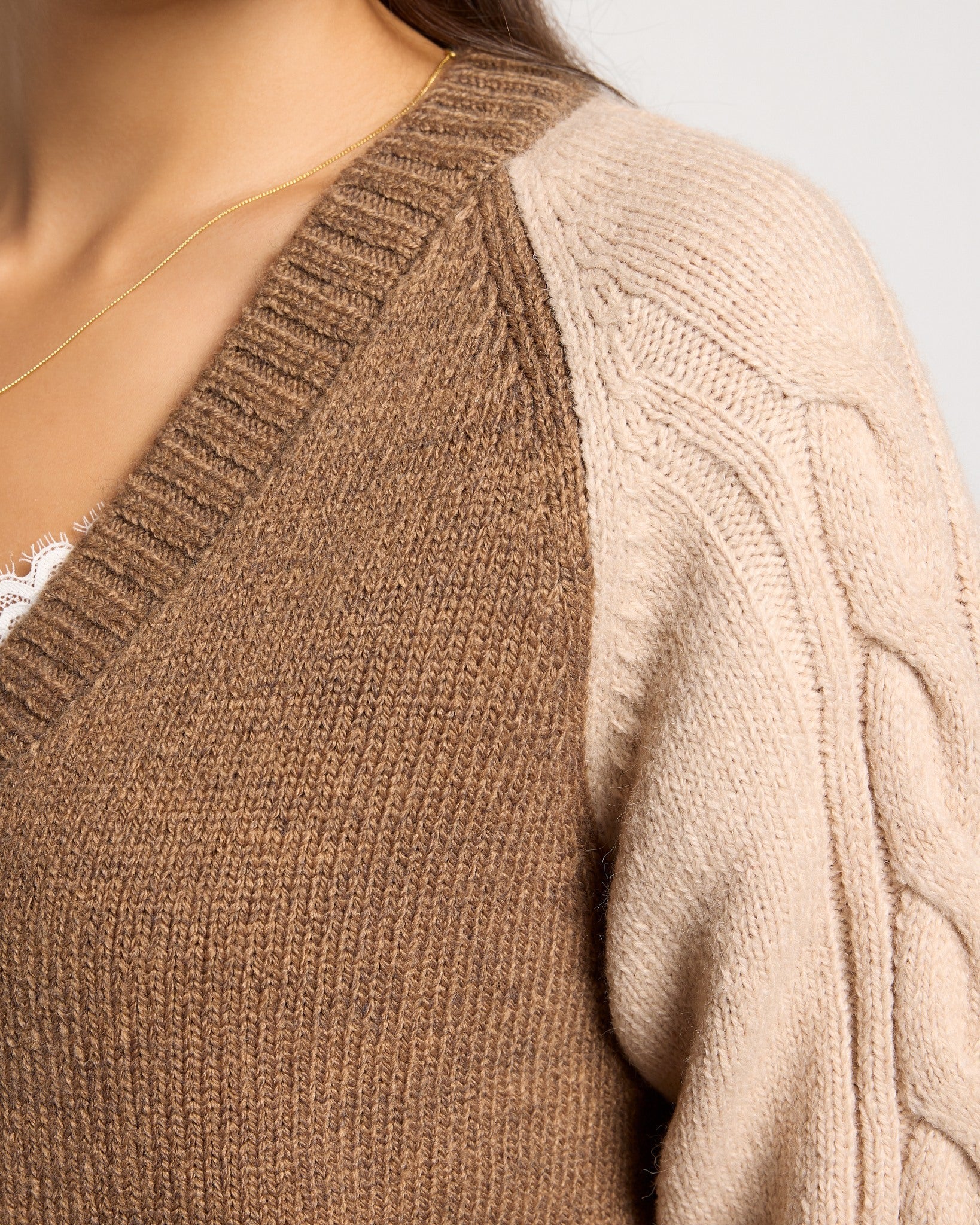 Heather Caramel $|& SEAS Varsity Button Front Cardigan - SOF Full Front