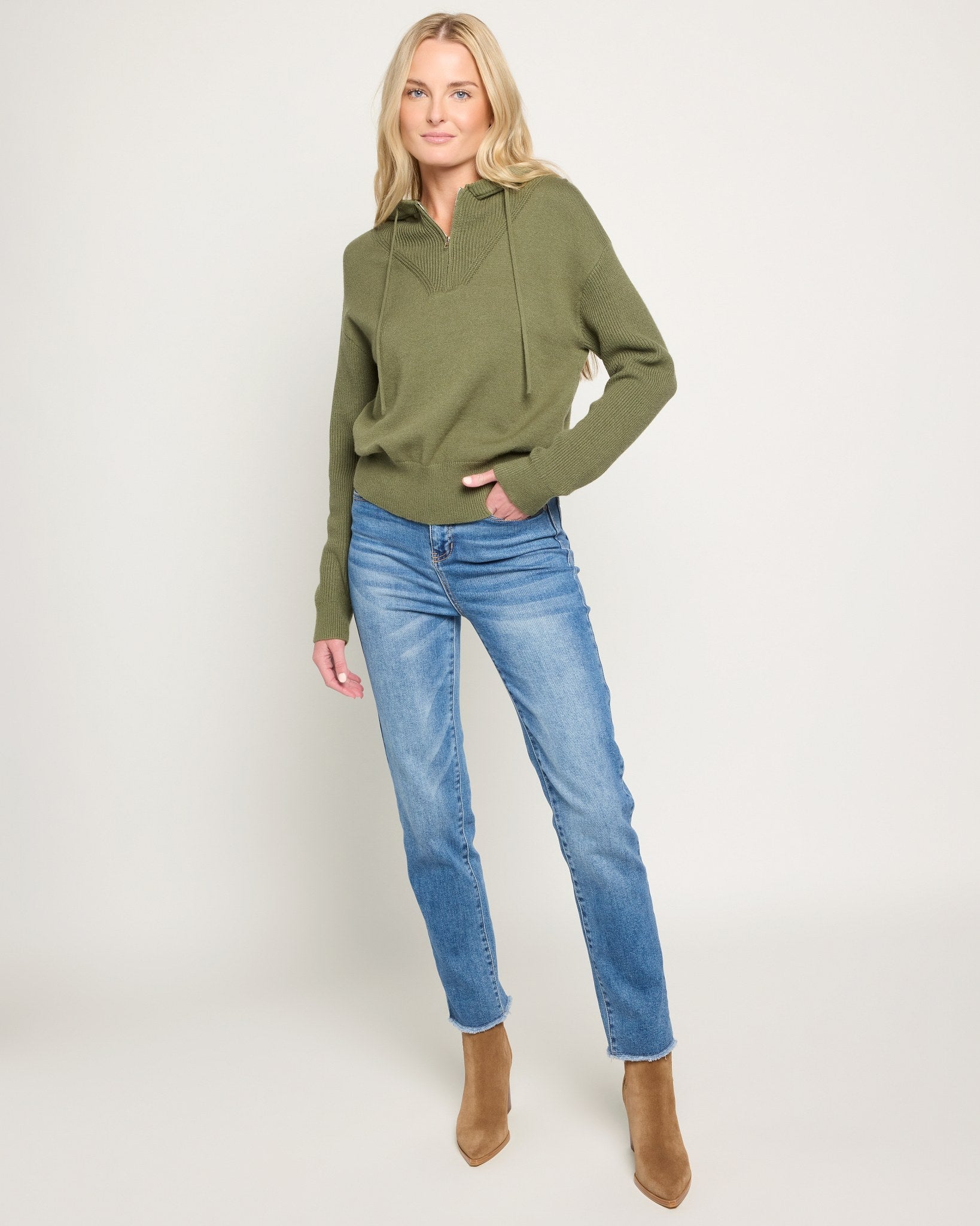 Olive Branch $|& SEAS Ojai Half Zip Hooded Sweater - UGC On Fig