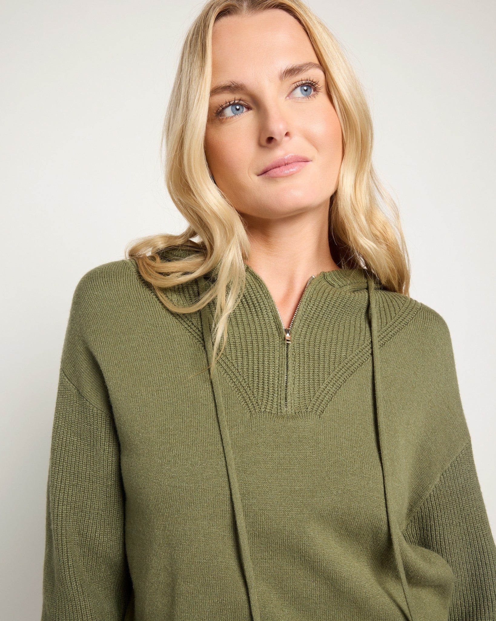 Olive Branch $|& SEAS Ojai Half Zip Hooded Sweater - SOF Full Front