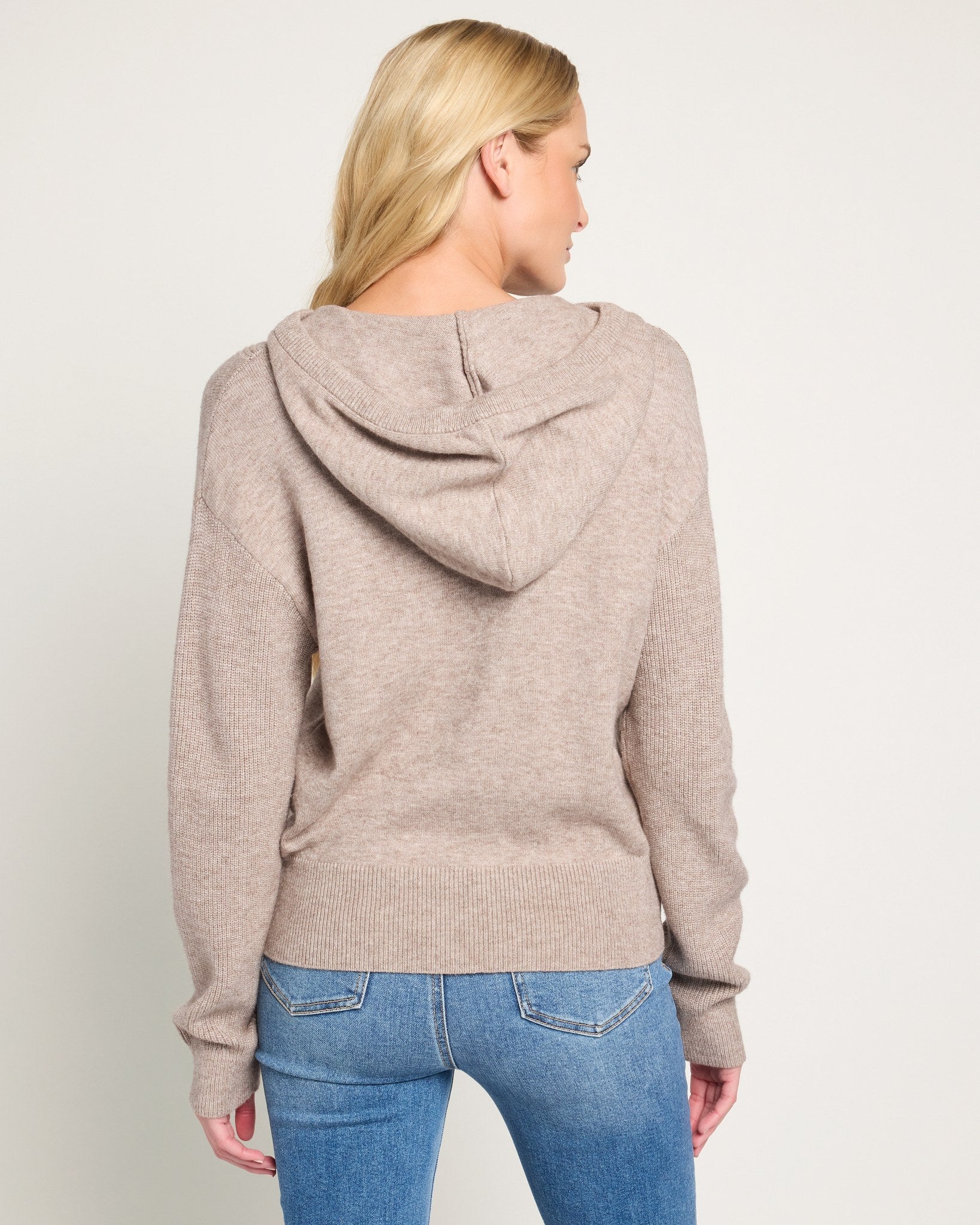 Birch Heather $|& SEAS Ojai Half Zip Hooded Sweater - SOF Back