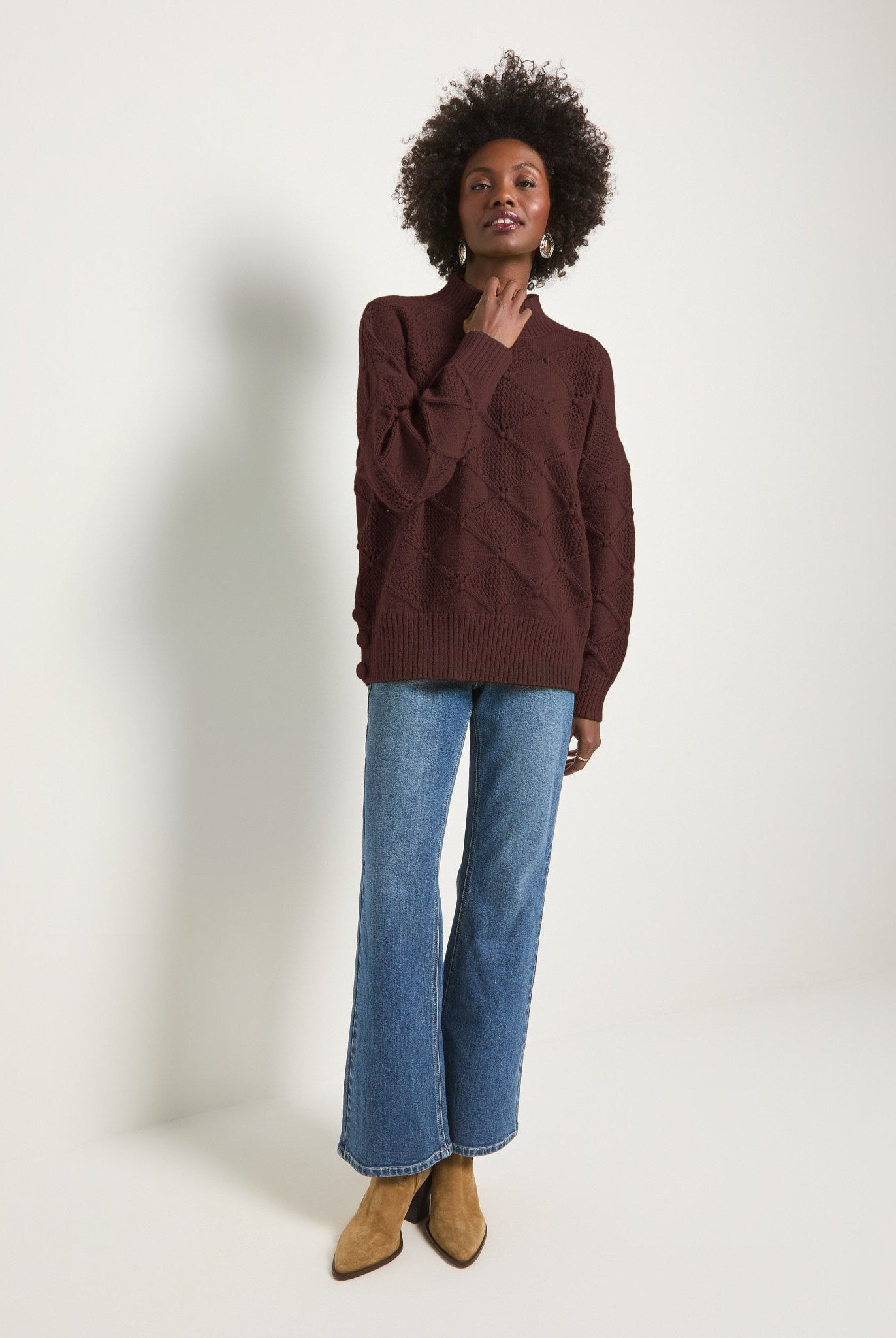 Espresso $|& SEAS Countryside Mockneck Sweater - UGC On Fig