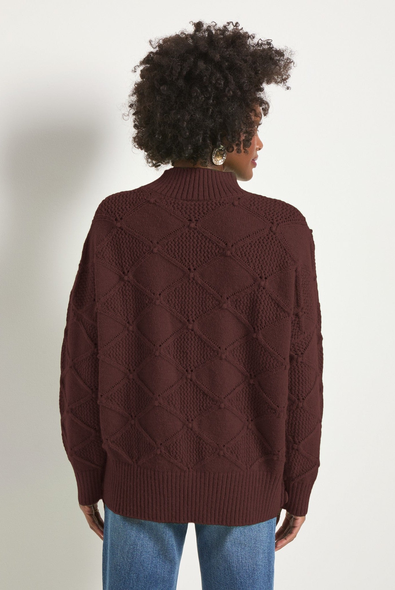 Espresso $|& SEAS Countryside Mockneck Sweater - SOF Back