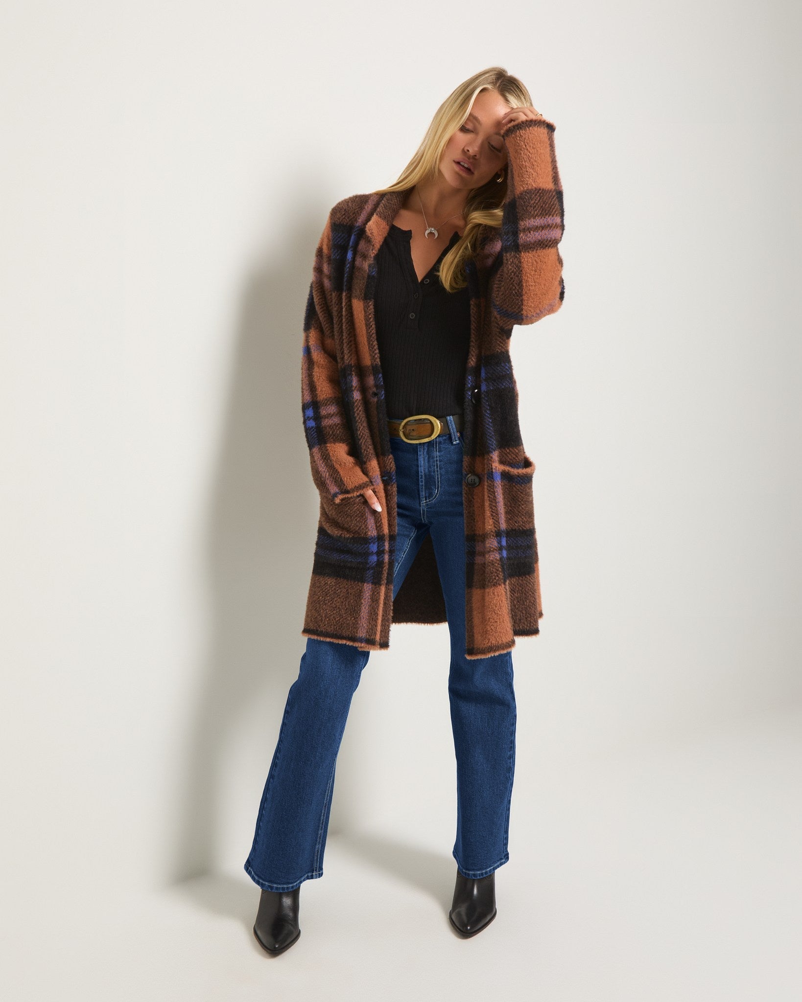 Toffee Plaid $|& SEAS Unity Coatigan - UGC On Fig