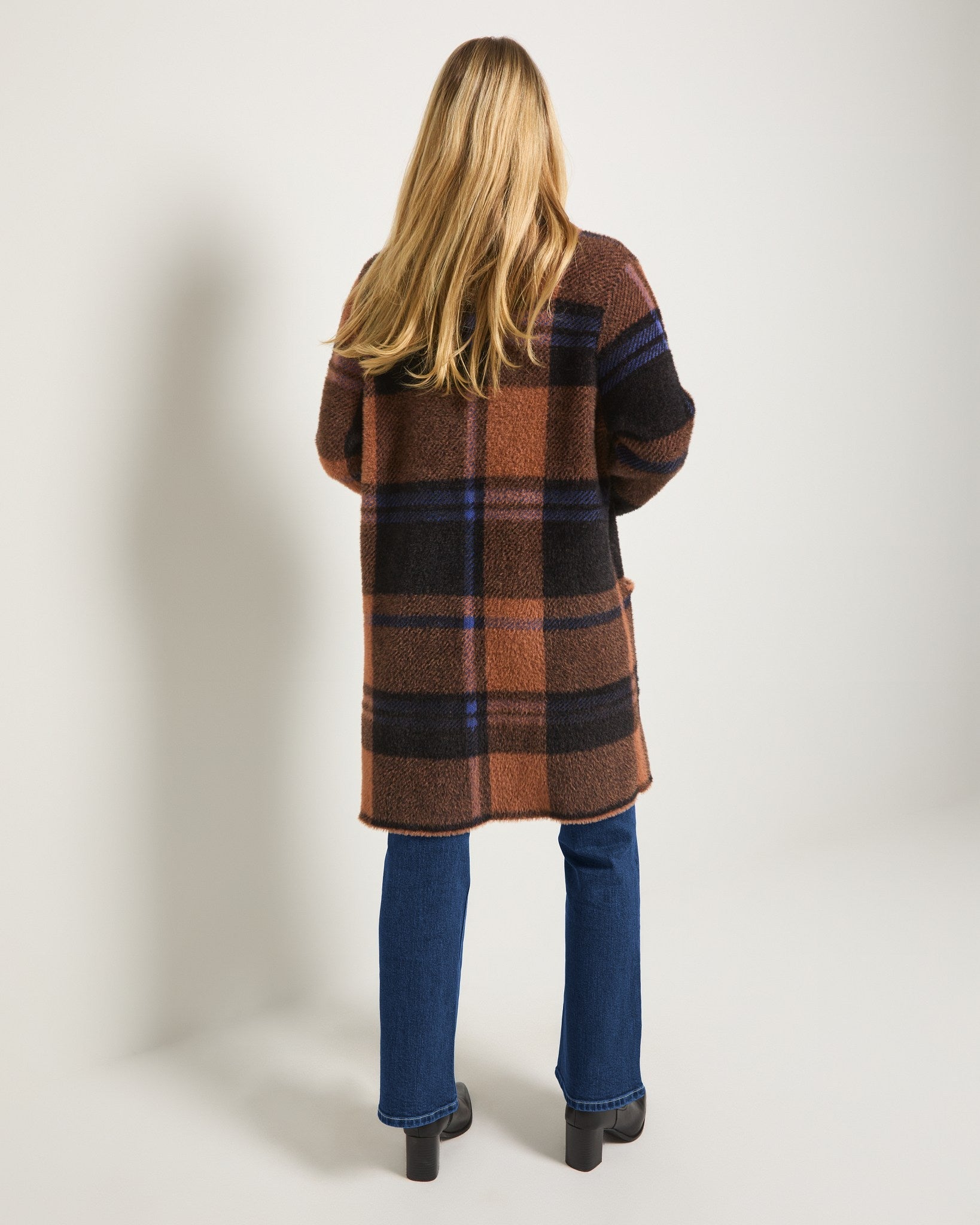 Toffee Plaid $|& SEAS Unity Coatigan - SOF Back