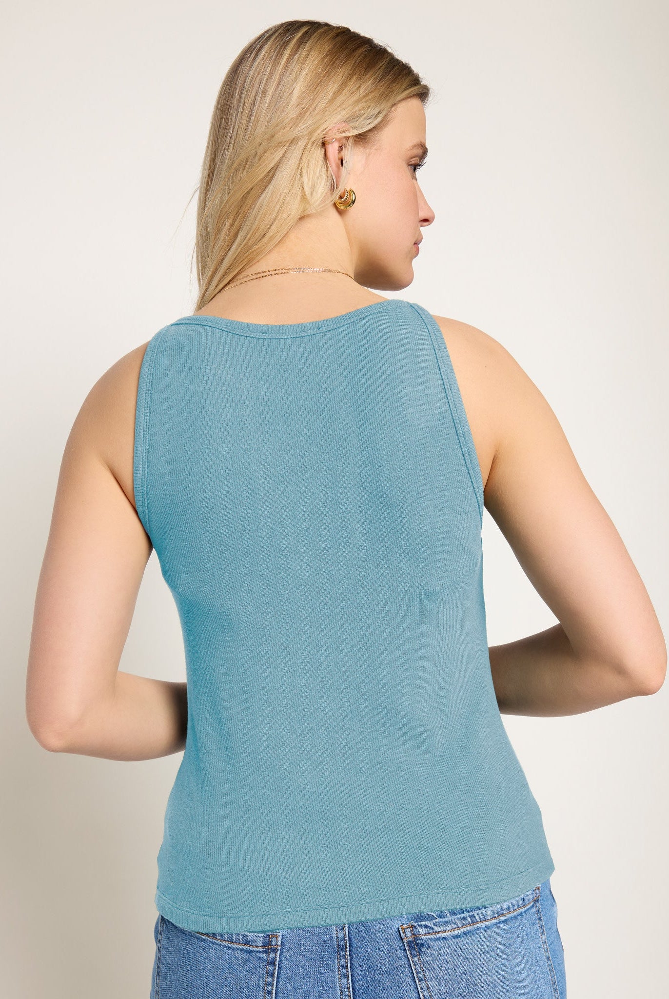 Wave $|& SEAS Laurel Ribbed Shelf Bra Tank - SOF Back