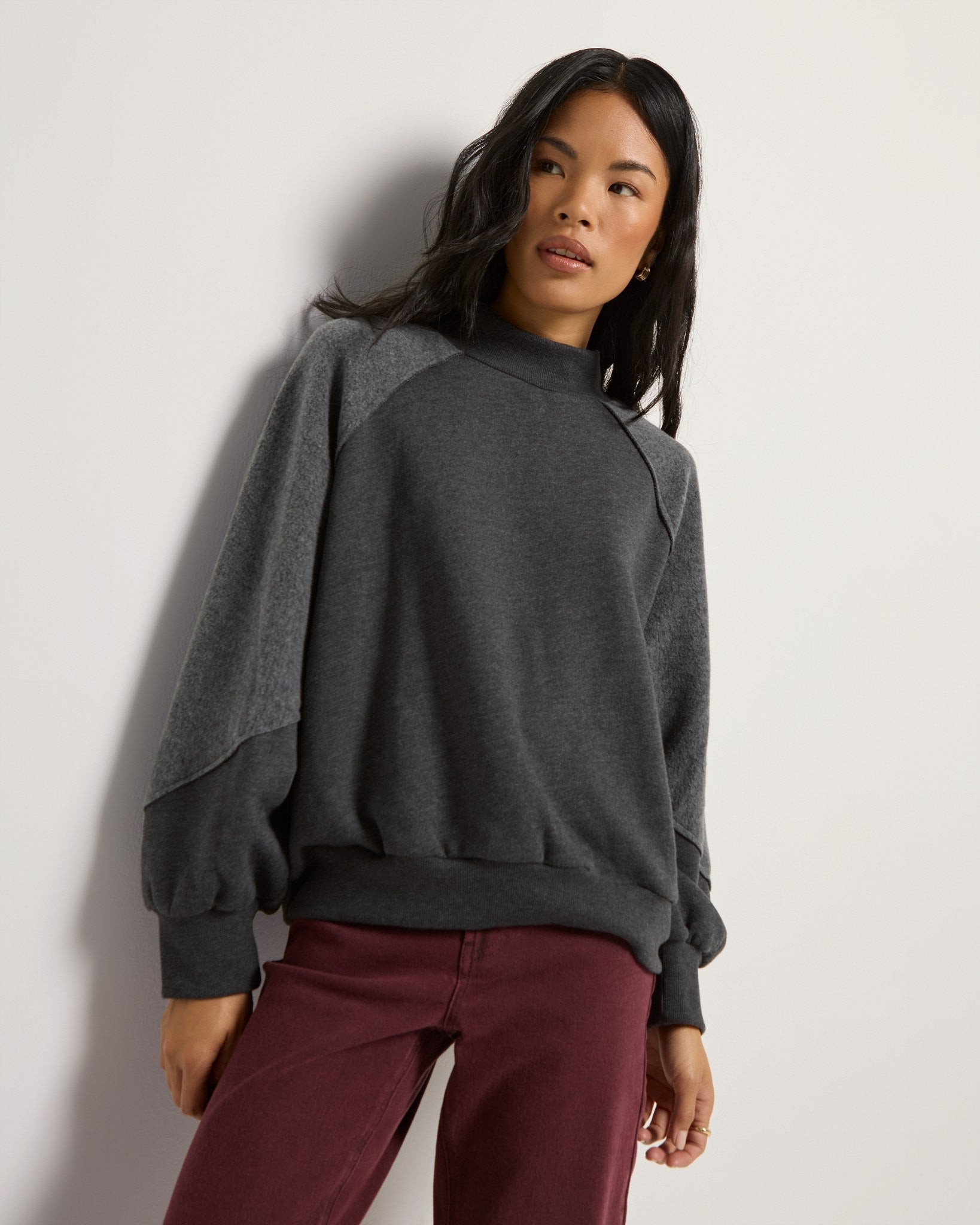 Heather Obsidian $|& SEAS Coast Mock Neck Sweatshirt - SOF Front