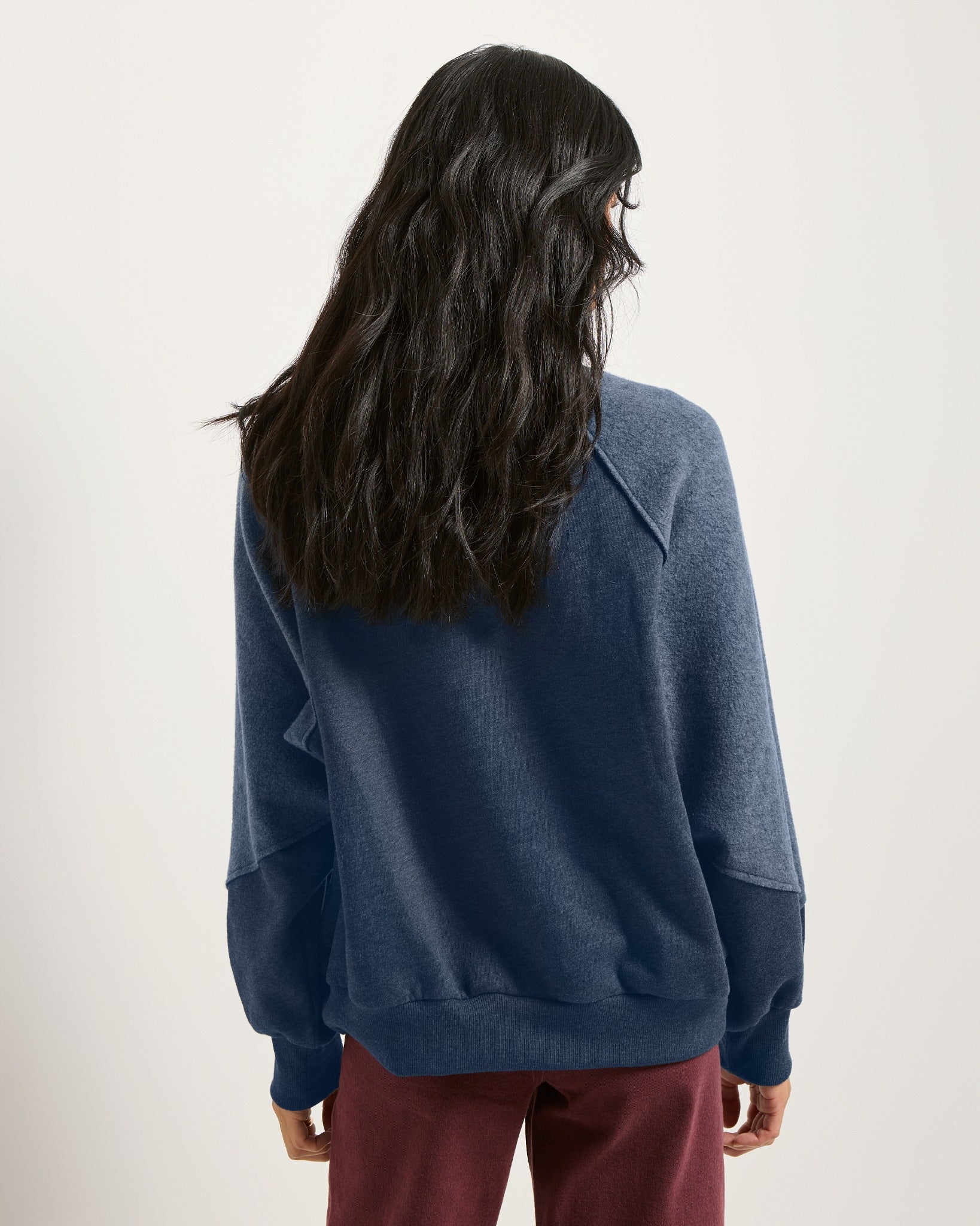 Heather Indigo Haze $|& SEAS Coast Mock Neck Sweatshirt - SOF Back