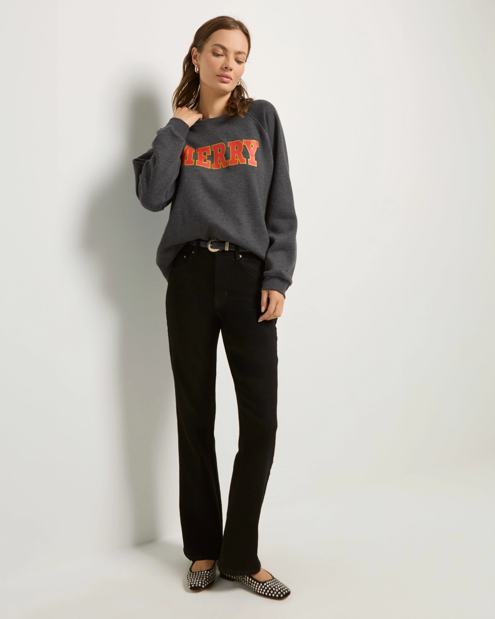 Heather Obsidian $|& SEAS Cliffedge Raglan Merry Sweatshirt - UGC On Fig