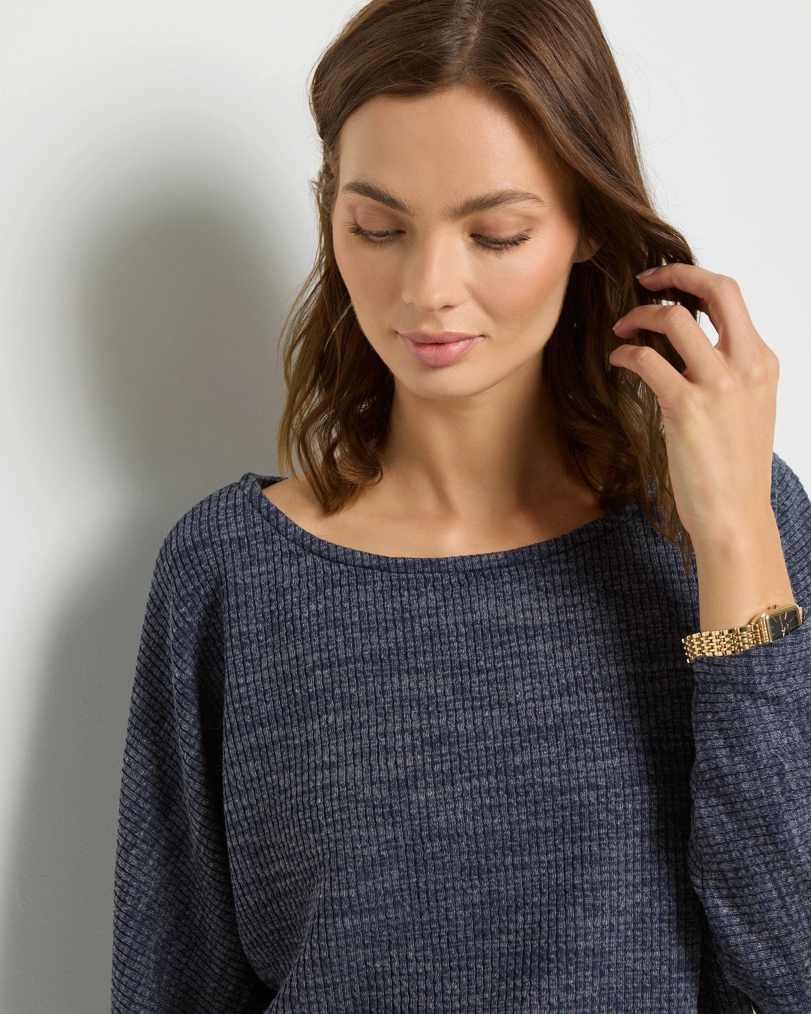 Heather Indigo Haze $|& SEAS Highland Dolman Long Sleeve Top - VOF Front