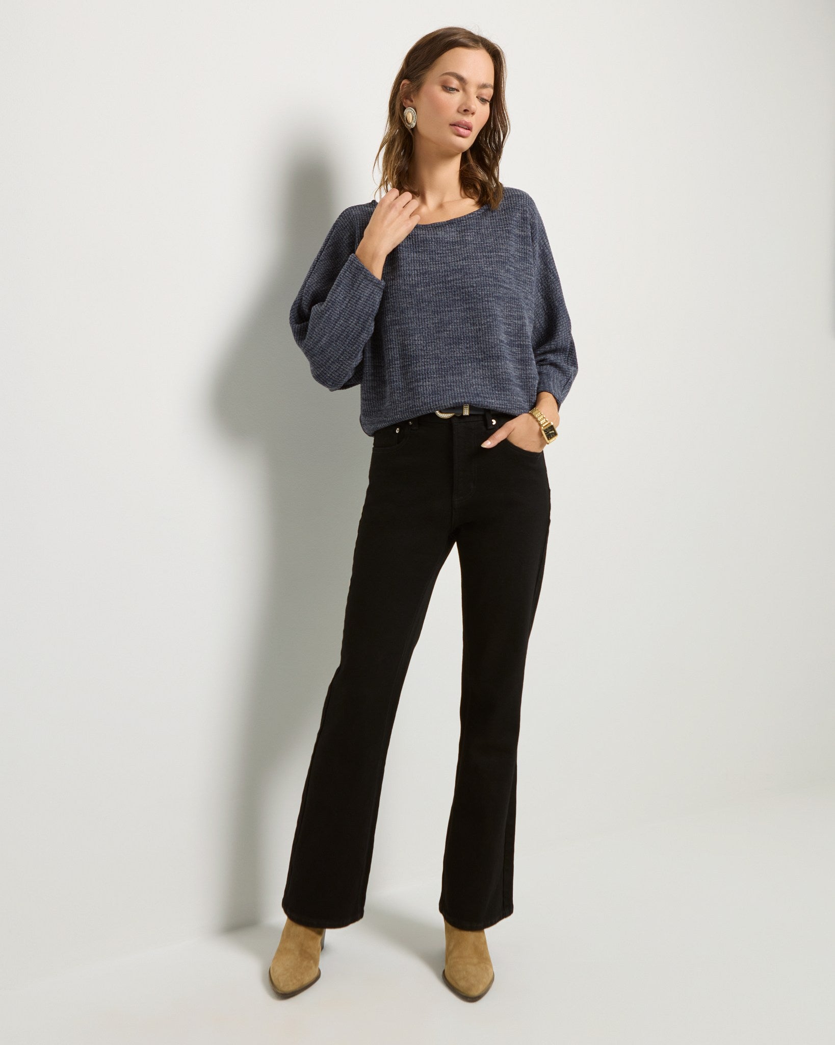 Heather Indigo Haze $|& SEAS Highland Dolman Long Sleeve Top - UGC On Fig