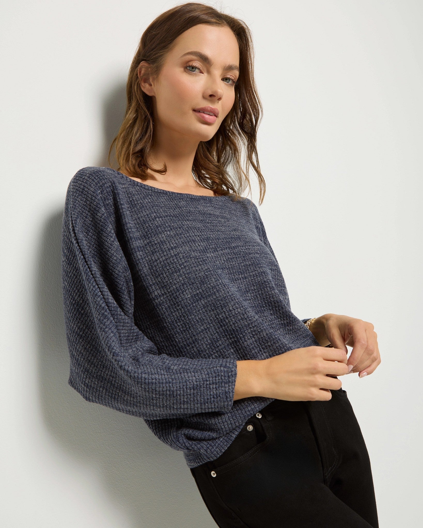 Heather Indigo Haze $|& SEAS Highland Dolman Long Sleeve Top - SOF Front