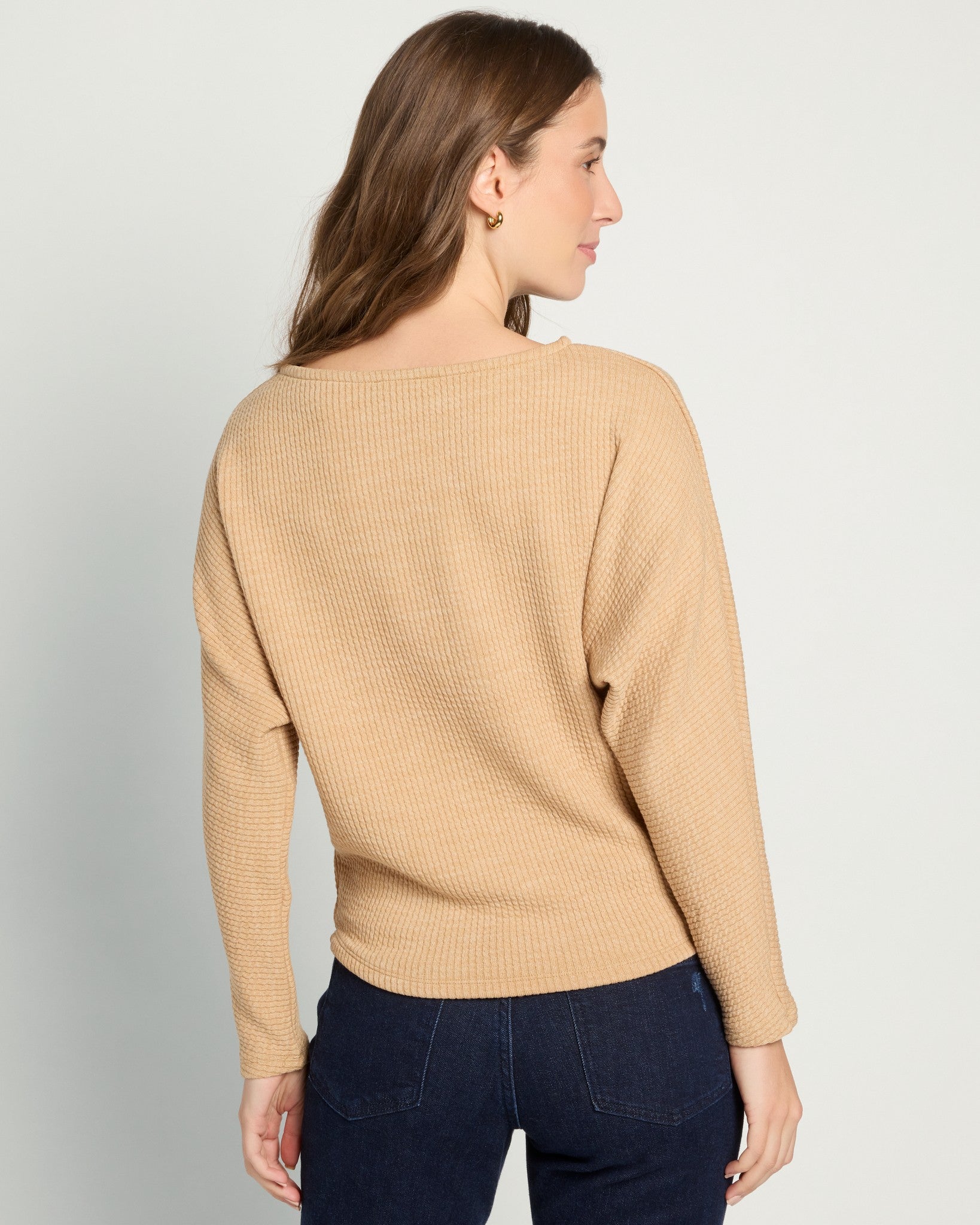 Heather Sandbar $|& SEAS Highland Dolman Long Sleeve Top - SOF Back