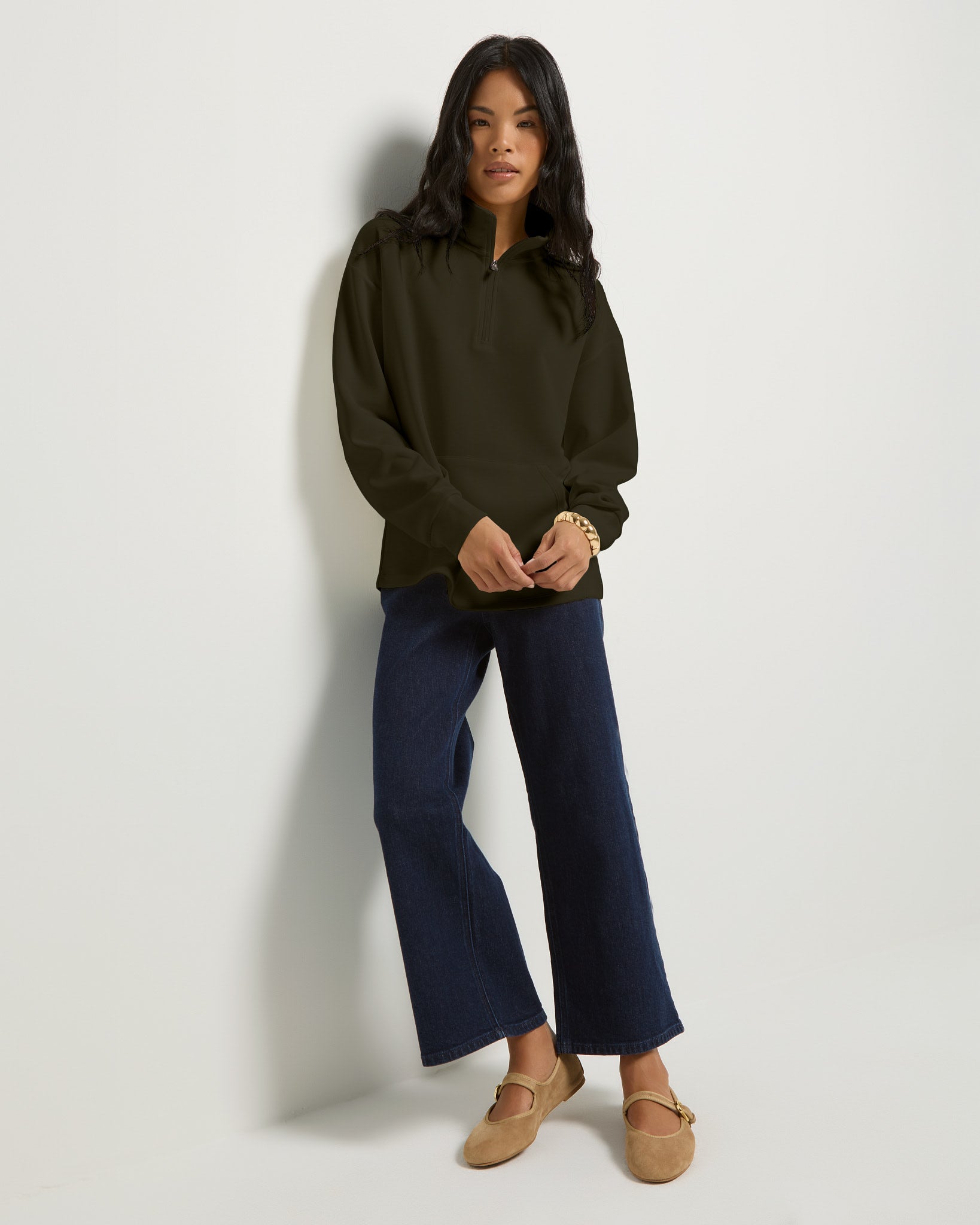 Dark Kelp $|& SEAS Seashores Quarter Zip Sweatshirt - UGC On Fig