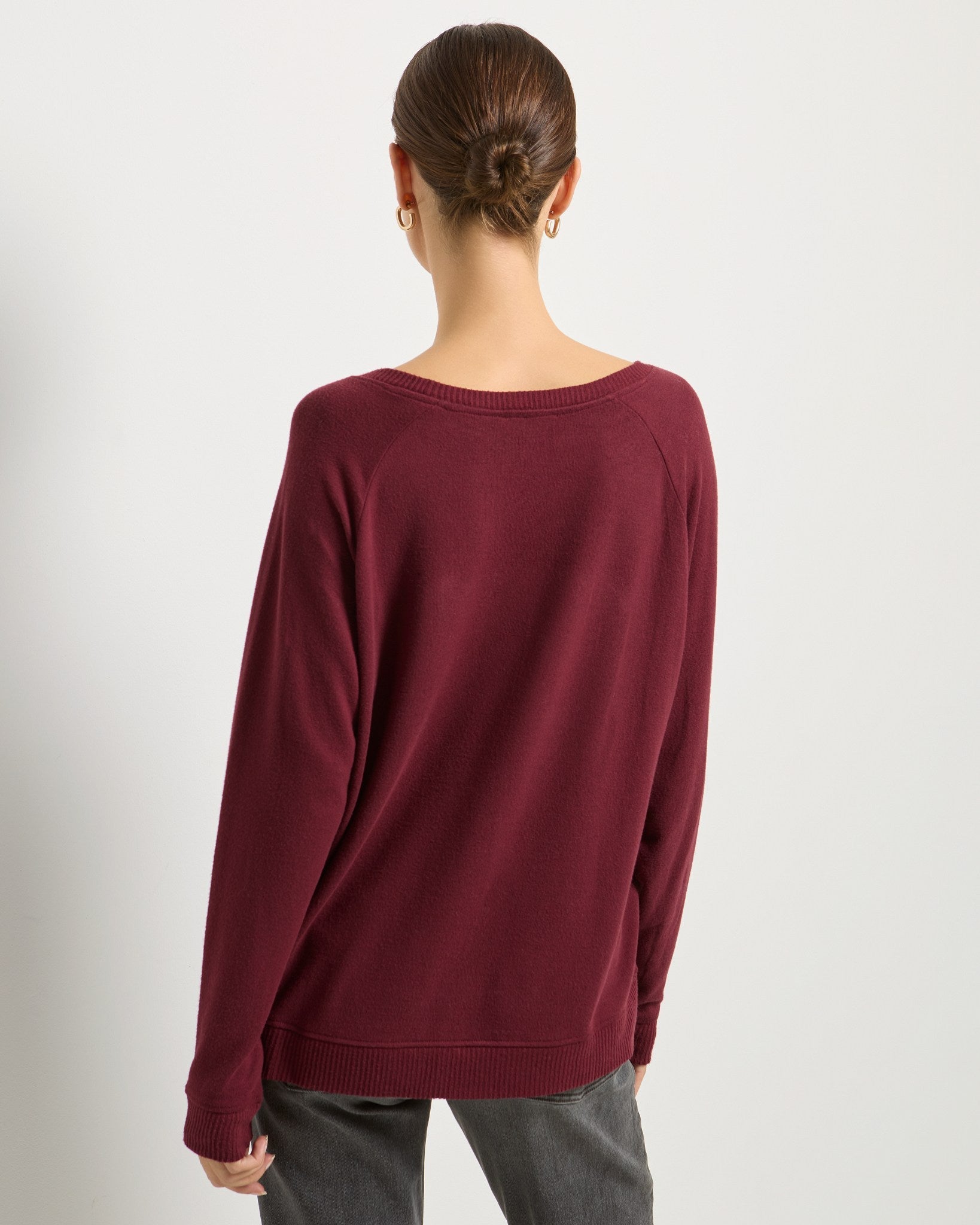 Black Cherry $|& SEAS Shoreline Fa La La Hacci Holiday Graphic Crew - SOF Back