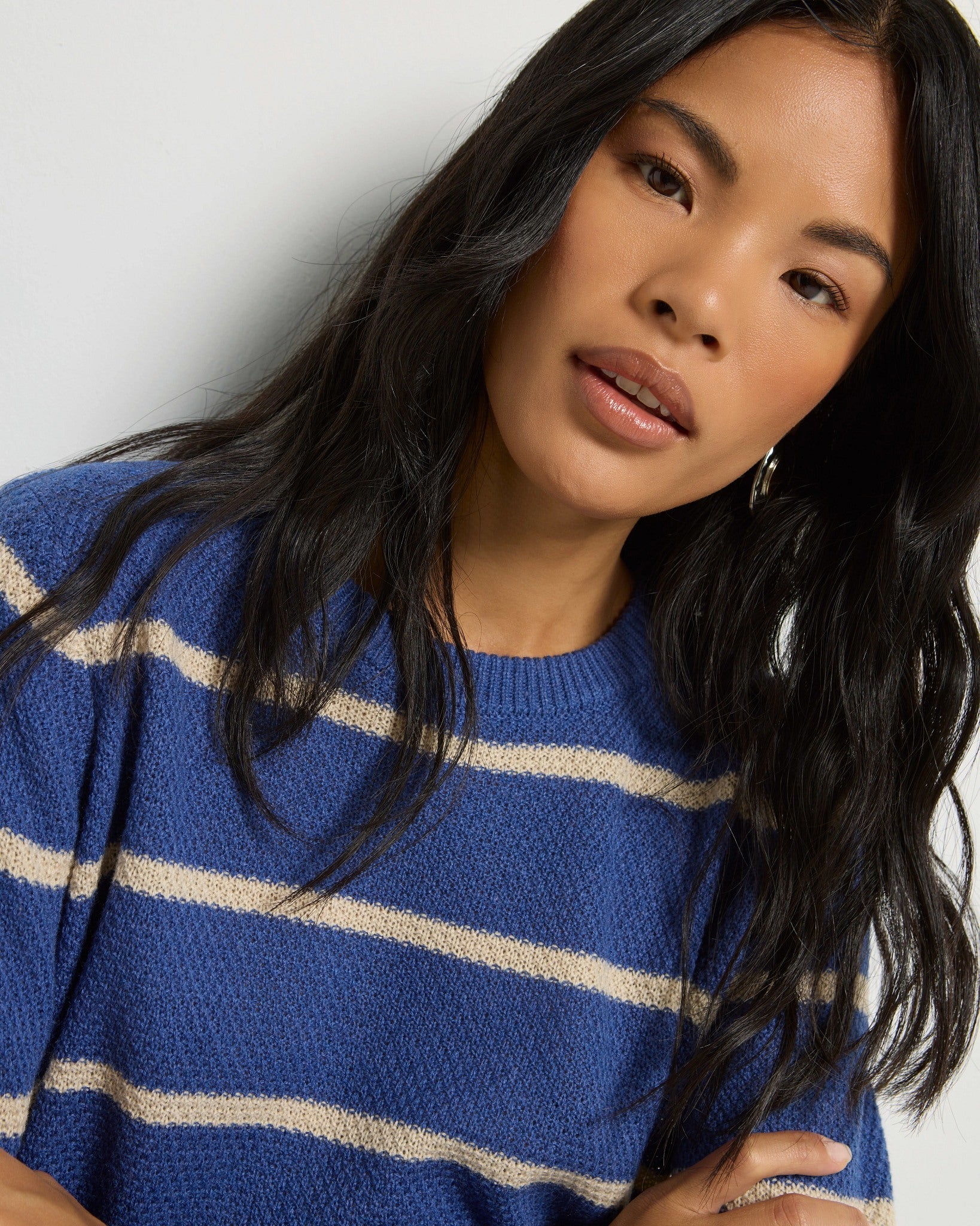 Indigo Haze $|& SEAS Solar Striped Sweater - VOF Side